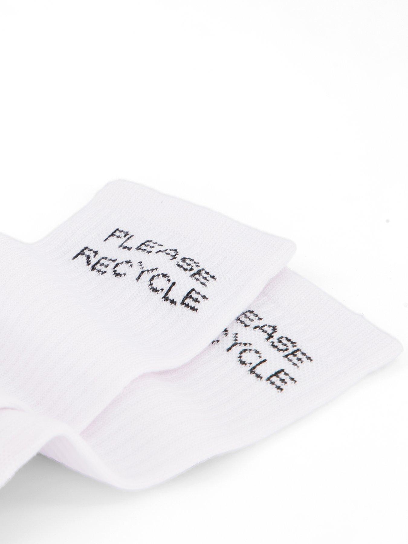 Image 2 of 4 of Girlfriend Collective Womens Training Please Recycle Crew Socks - White
