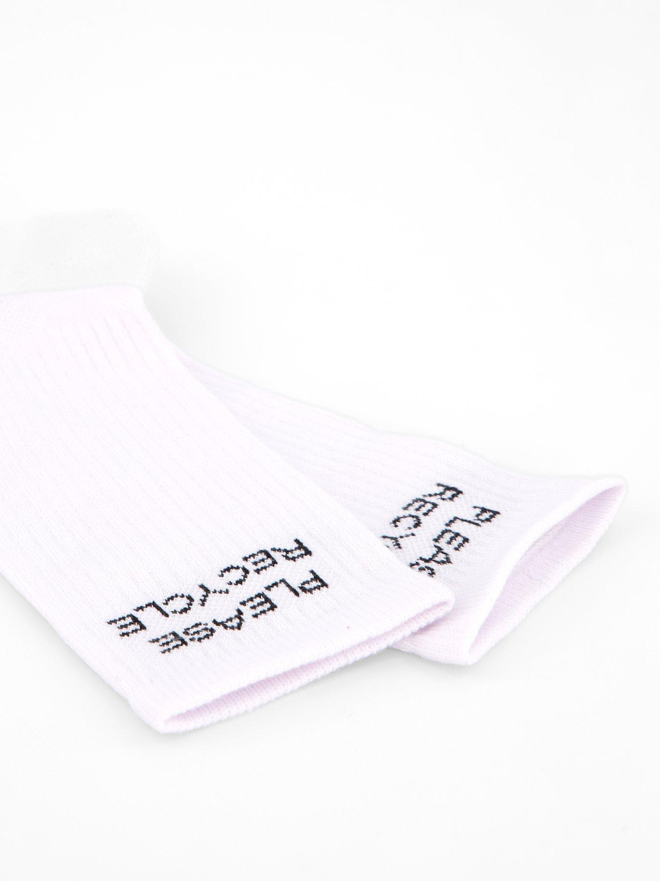 Image 3 of 4 of Girlfriend Collective Womens Training Please Recycle Crew Socks - White