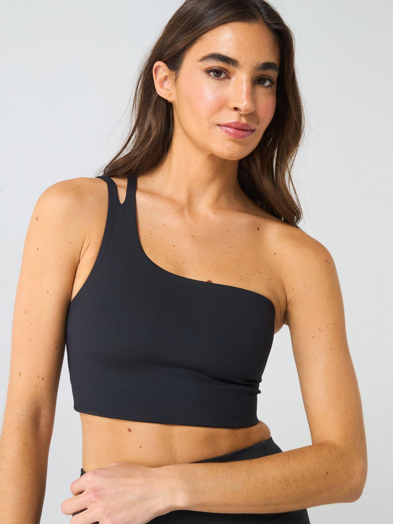 Girlfriend Collective Womens Training Uma One Shoulder Bra - Black