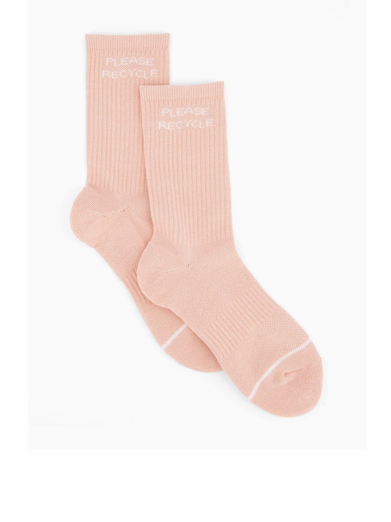 Image 1 of 3 of Girlfriend Collective Womens Training Please Recycle Crew Socks - Pink
