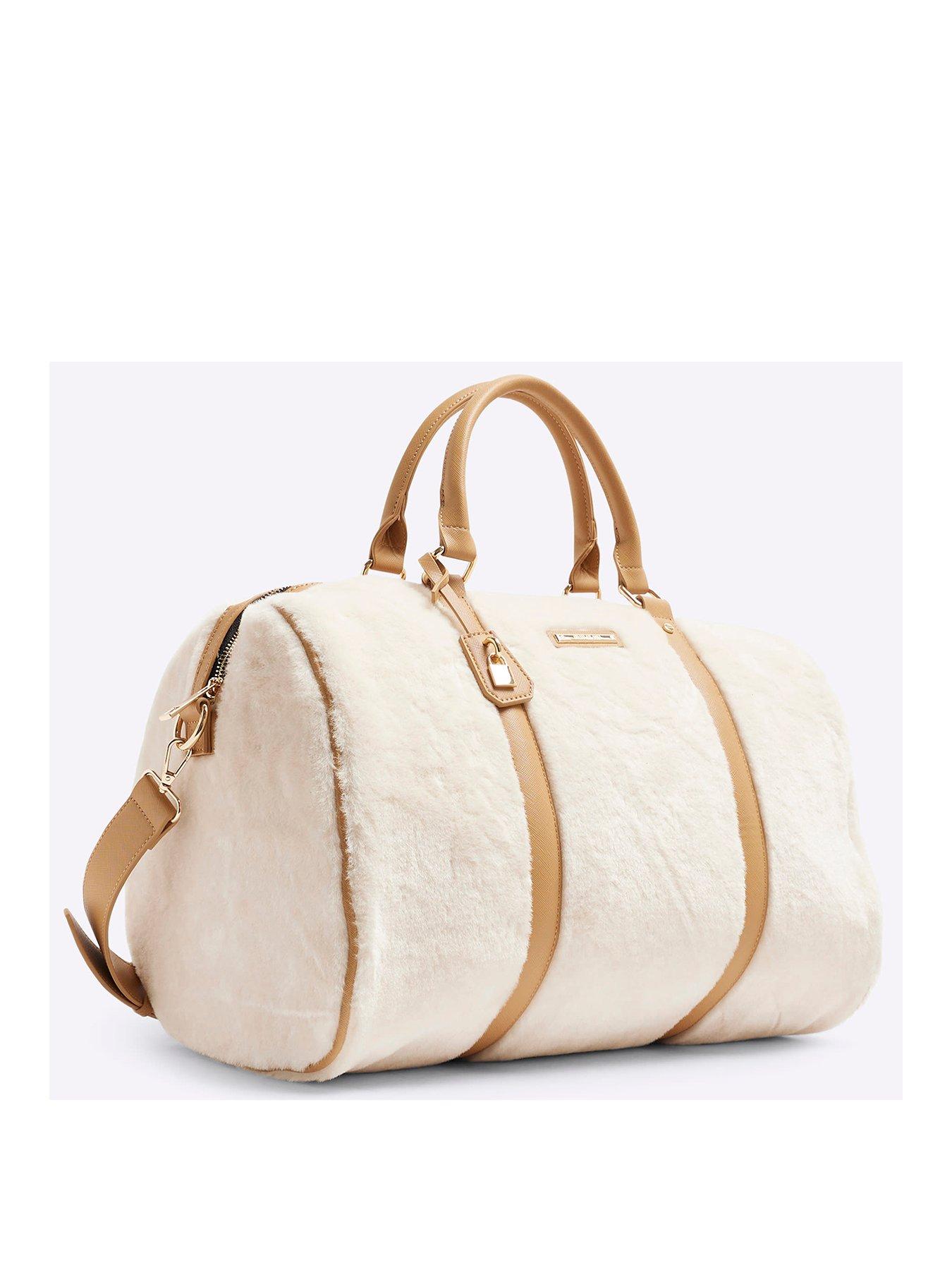 River Island 4049 Panelled Fur Lock Barrel Bag
