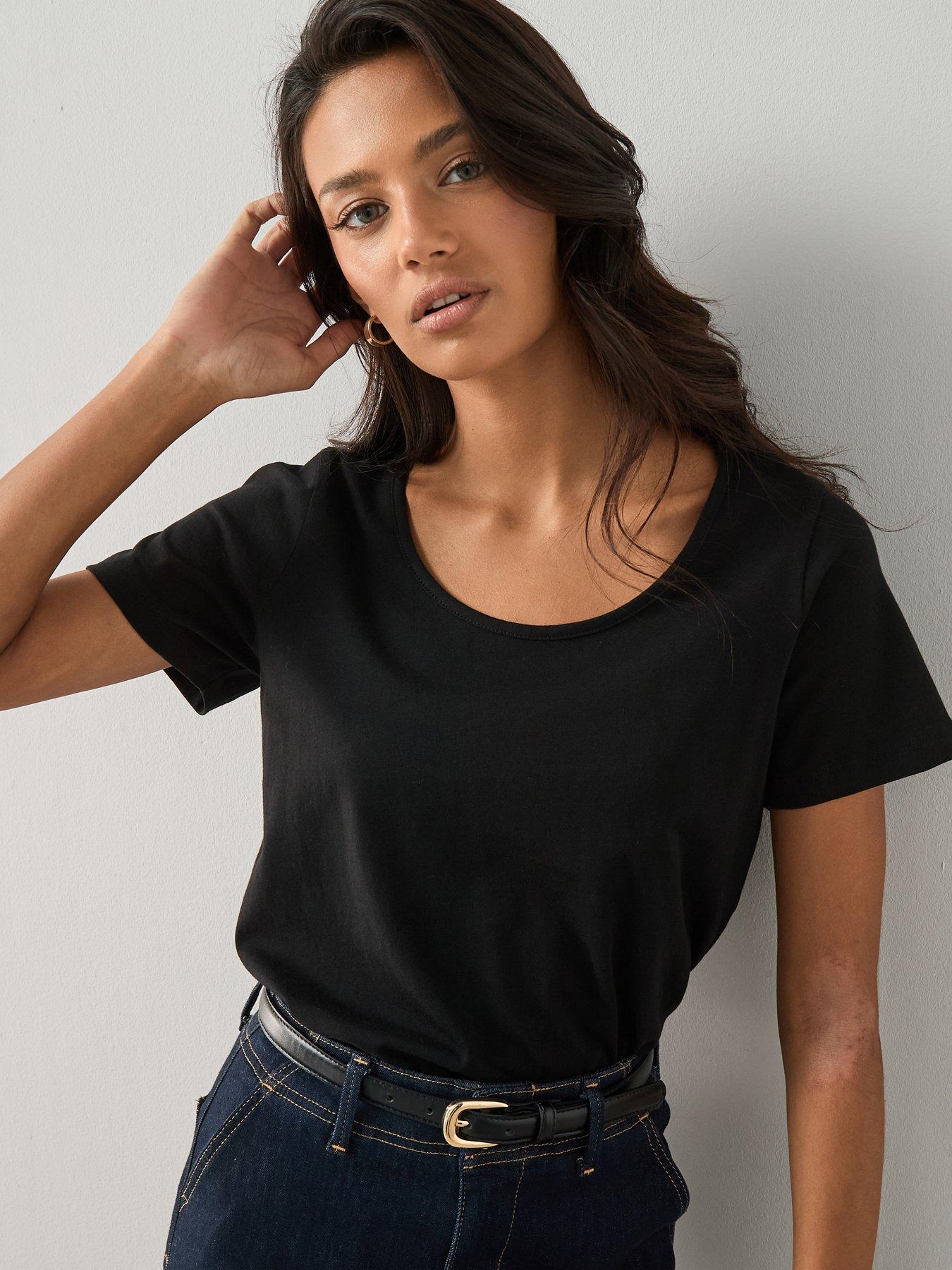 The Very Collection Essential Scoop Neck T-Shirt - Black