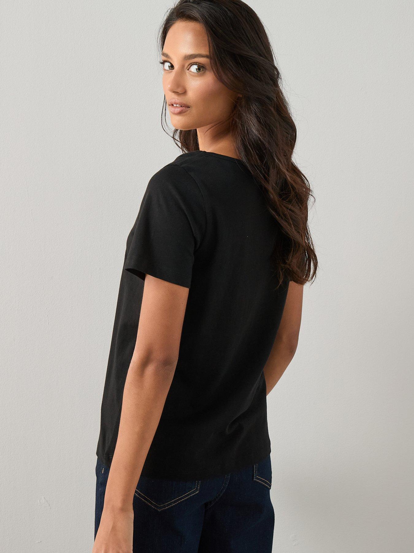 Image 2 of 6 of The Very Collection Essential Scoop Neck T-Shirt - Black