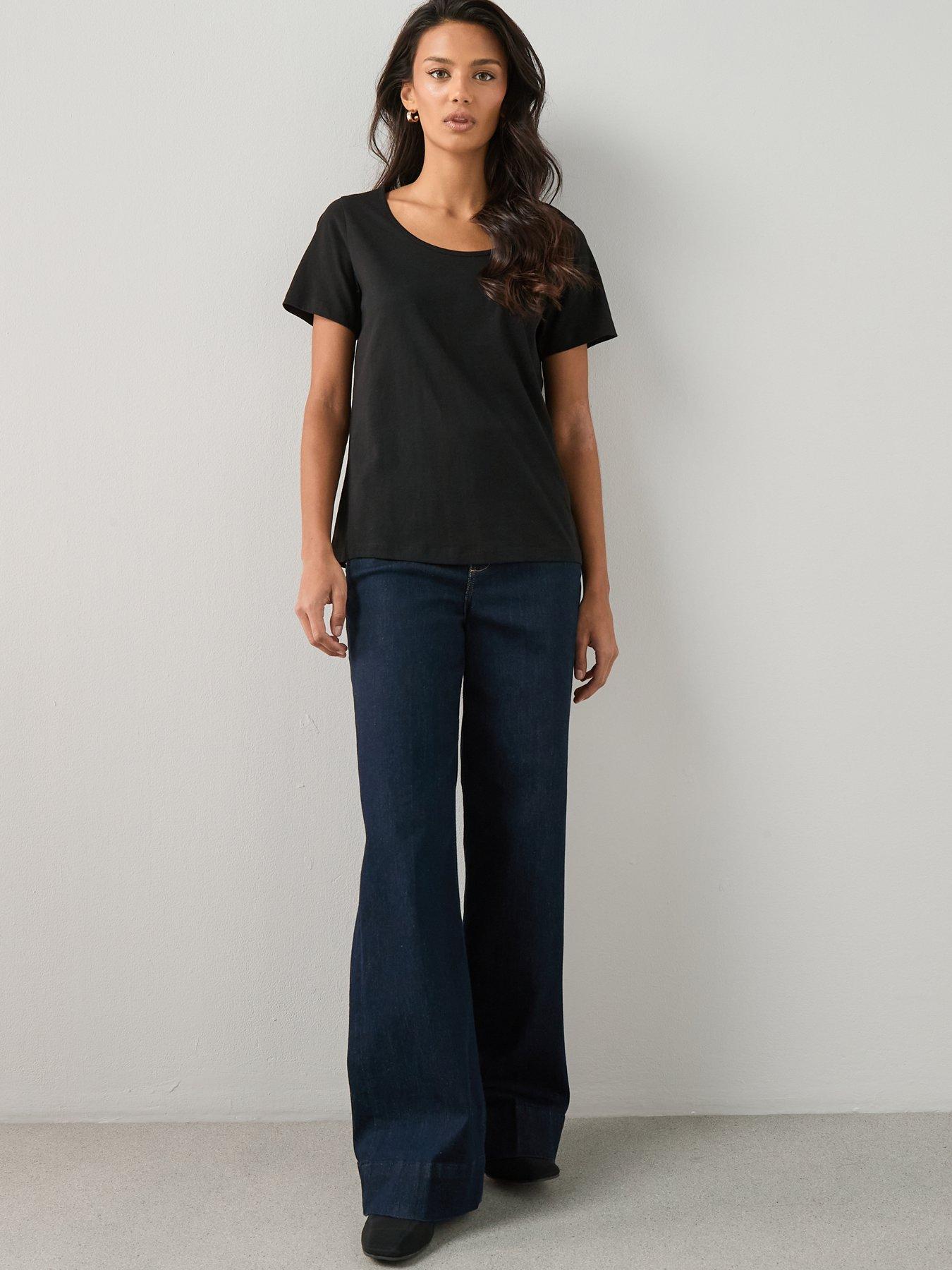 Image 4 of 6 of The Very Collection Essential Scoop Neck T-Shirt - Black