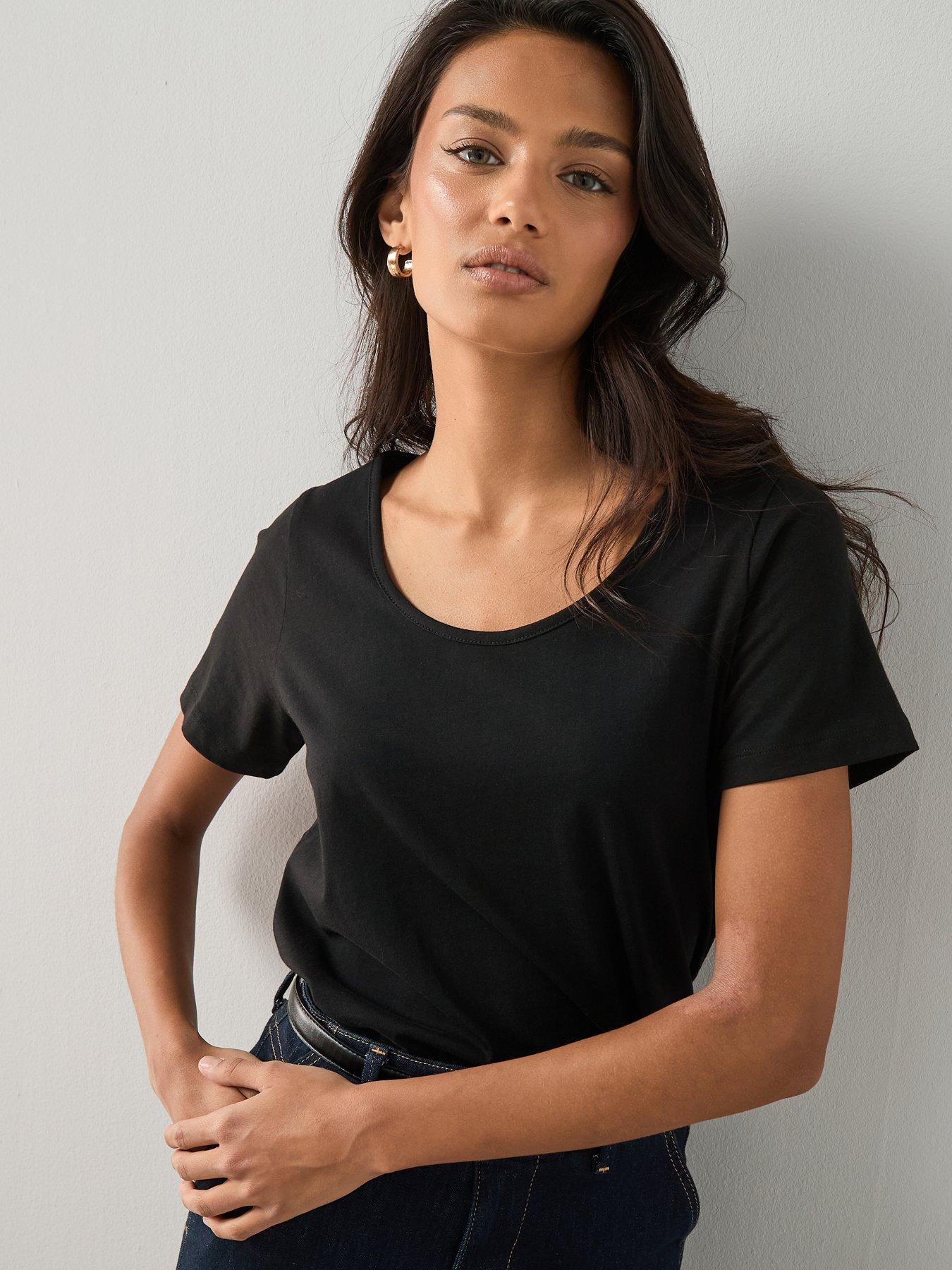 Image 5 of 6 of The Very Collection Essential Scoop Neck T-Shirt - Black