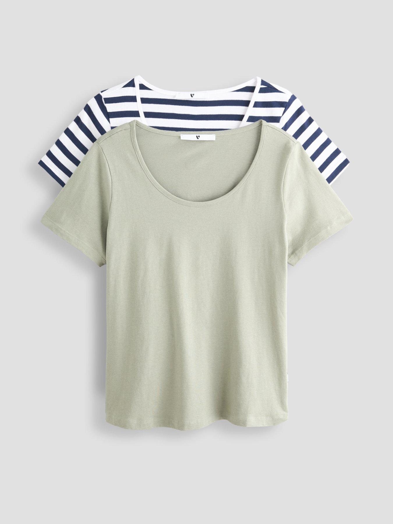 Image 1 of 5 of V by Very 2 Pack Essential Scoop Neck T-Shirt - Green