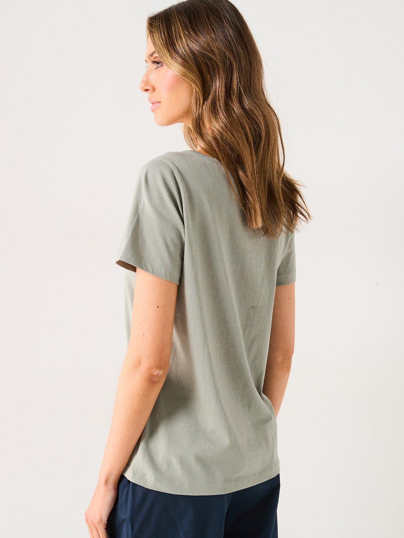 Image 3 of 5 of V by Very 2 Pack Essential Scoop Neck T-Shirt - Green