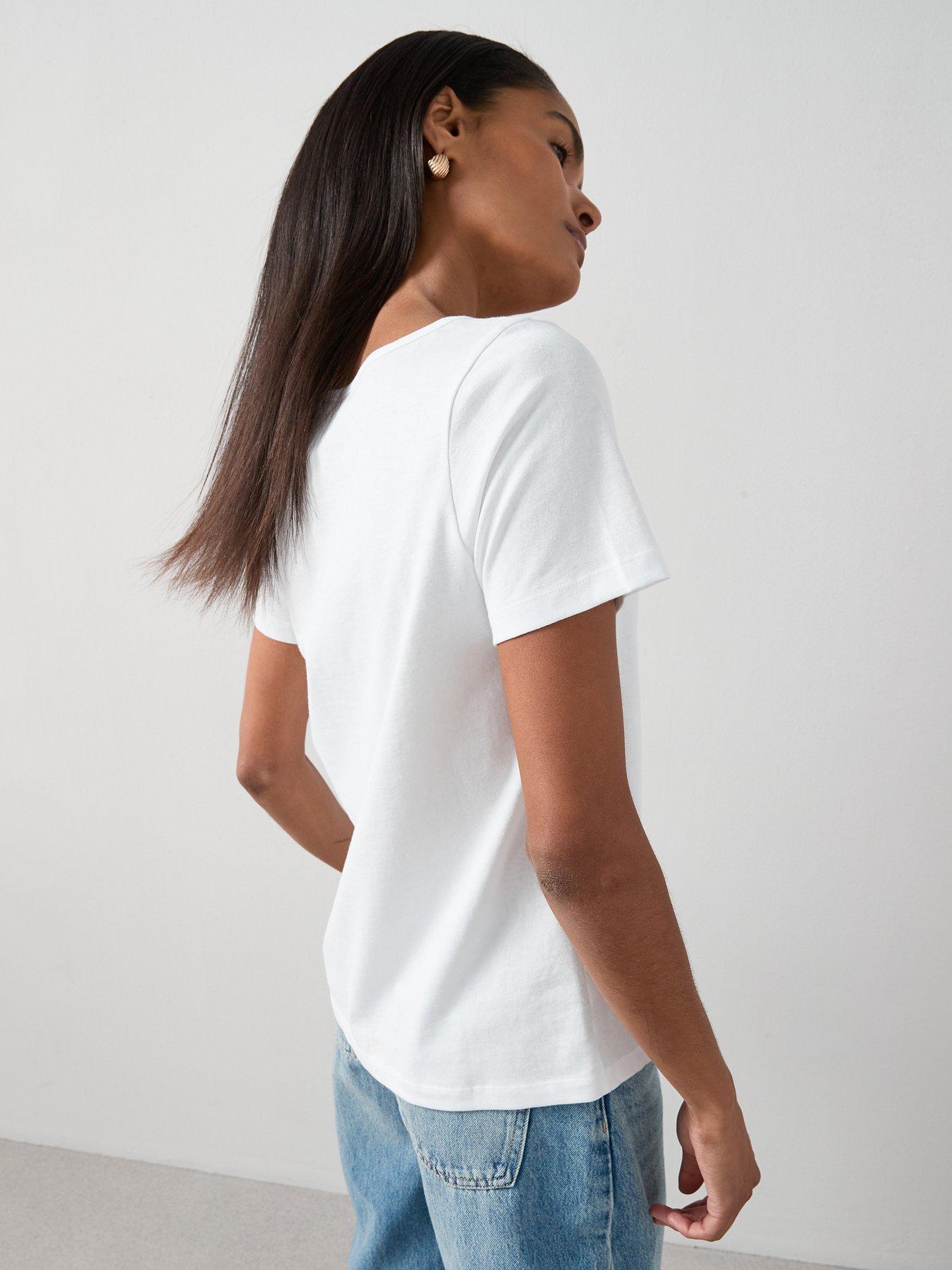 Image 2 of 7 of The Very Collection Essential Scoop Neck T-Shirt - White