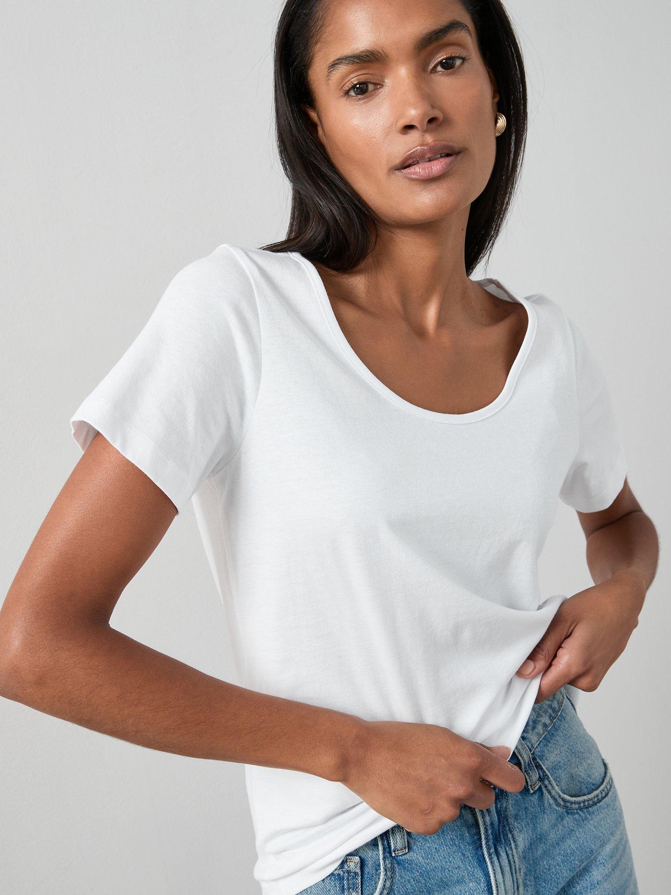 Image 6 of 7 of The Very Collection Essential Scoop Neck T-Shirt - White