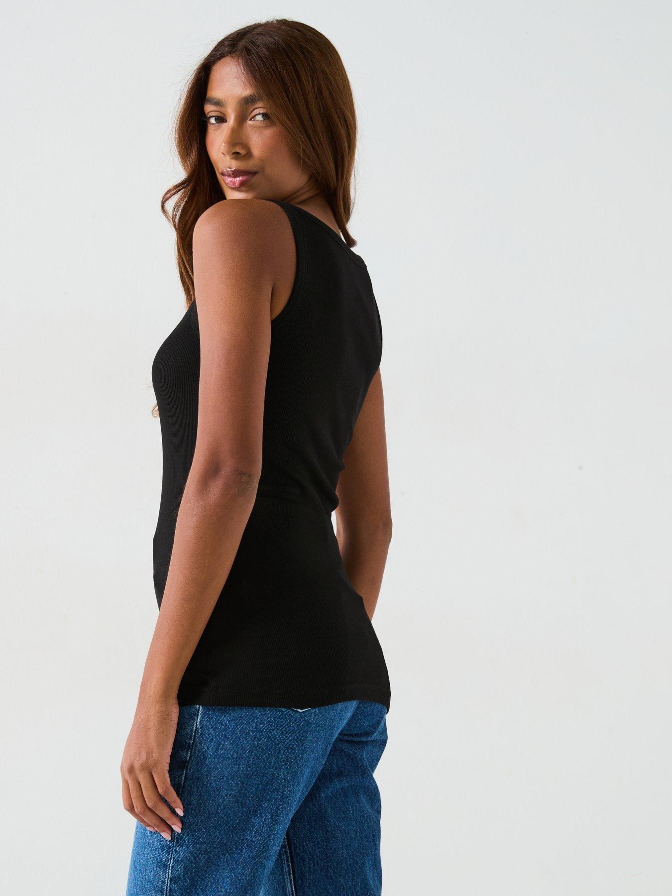 v-by-very-essential-rib-scoop-vest-blackstillFront