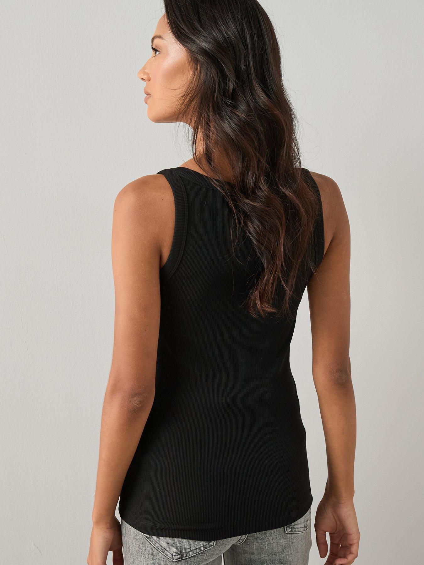 Image 2 of 6 of The Very Collection Essential Rib Scoop Vest - Black