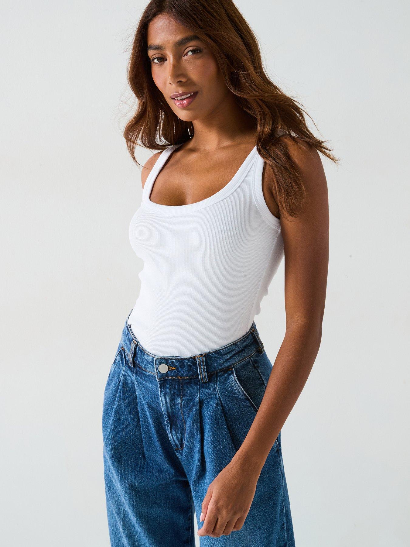 Image of V by Very The Essential Rib Vest - White