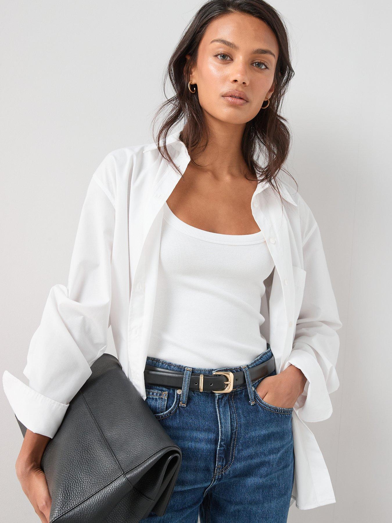 Image 6 of 6 of The Very Collection Essential Rib Scoop Vest - White