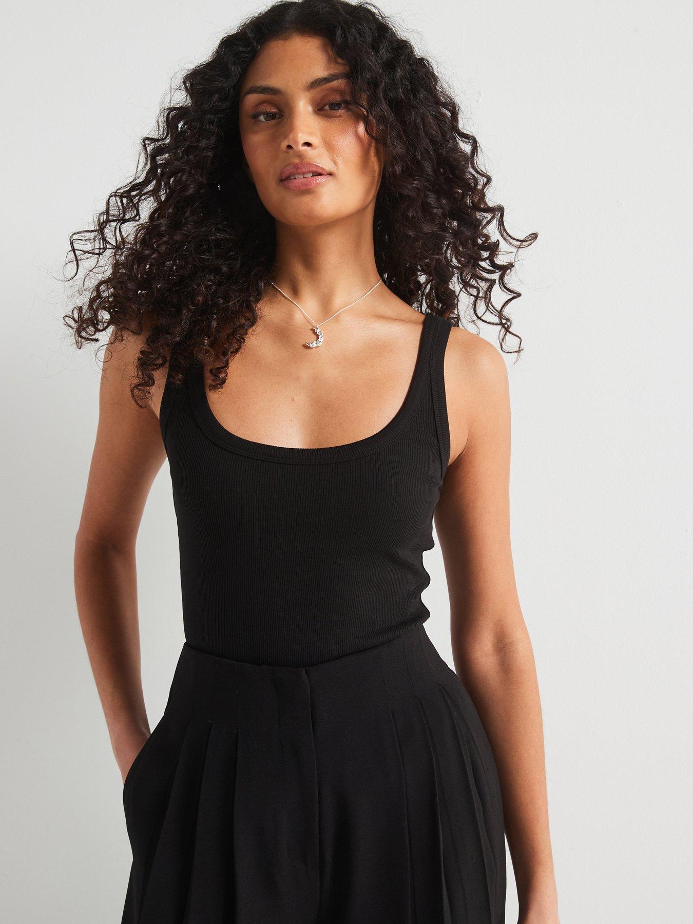 Image 1 of 6 of The Very Collection Tall Essential Rib Scoop Vest - Black
