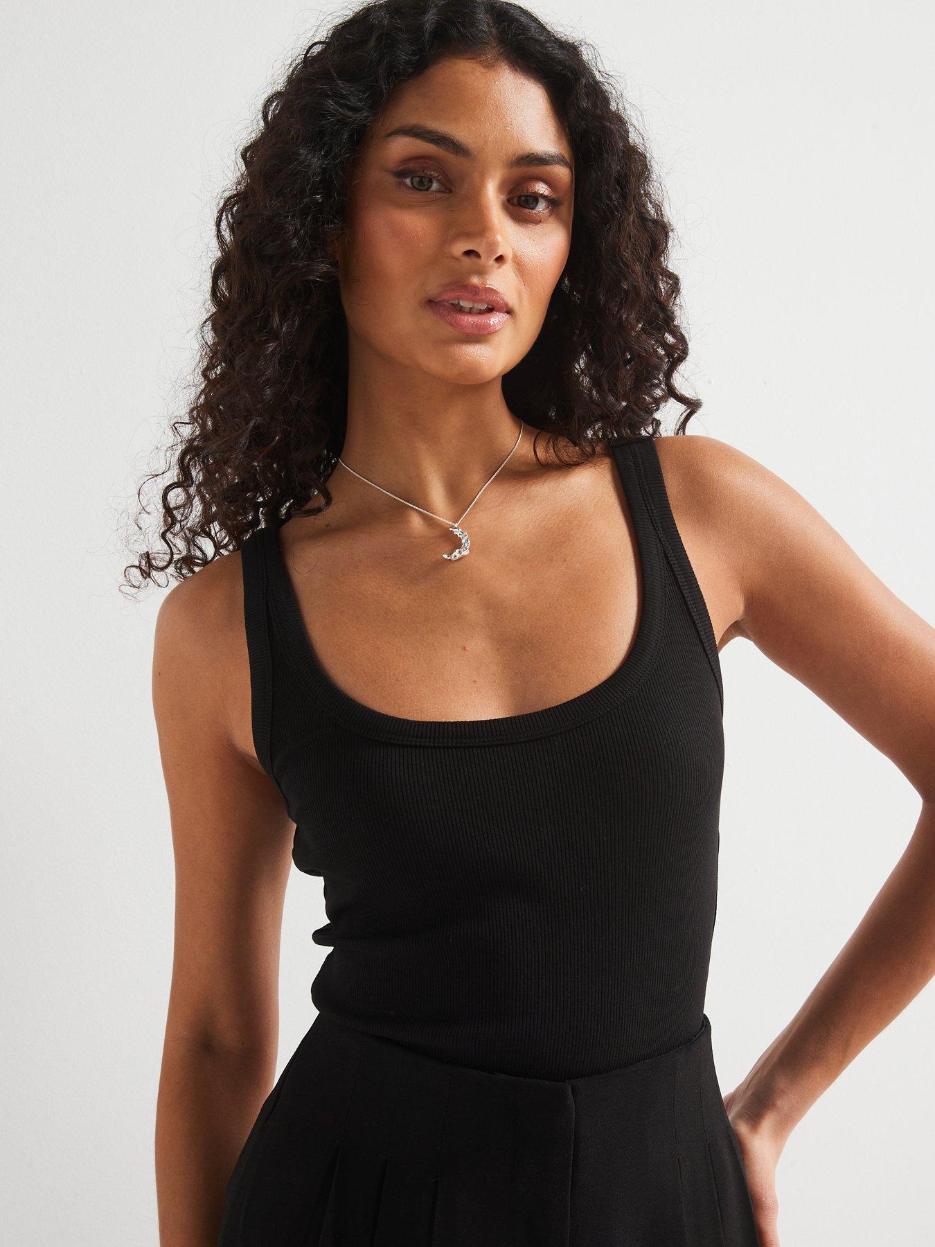 Image 4 of 6 of The Very Collection Tall Essential Rib Scoop Vest - Black