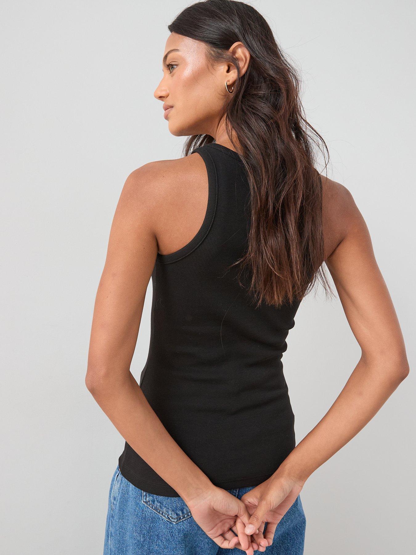 Image 2 of 6 of The Very Collection Ribbed Racer Vest - Black