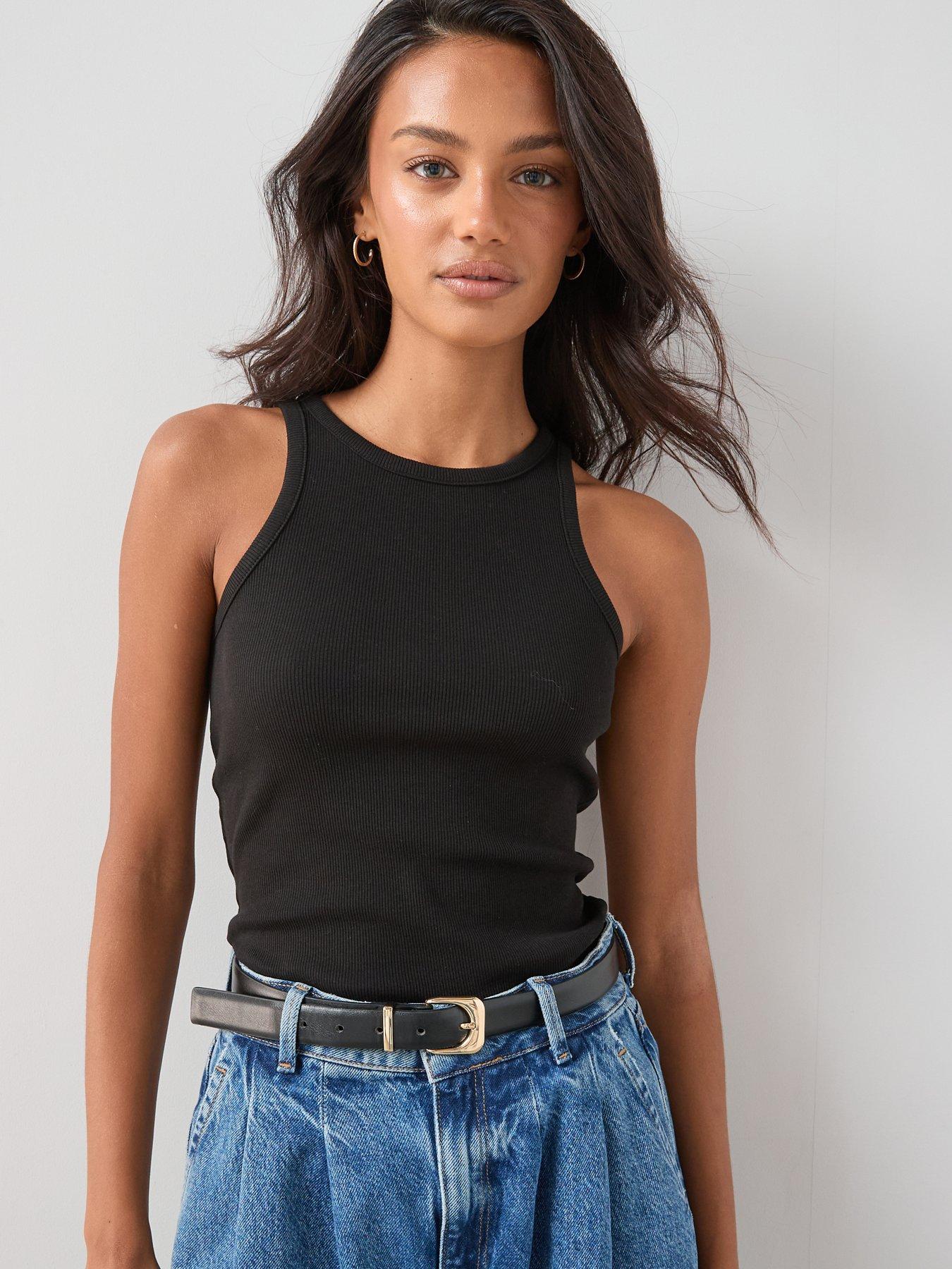 Image 5 of 6 of The Very Collection Ribbed Racer Vest - Black