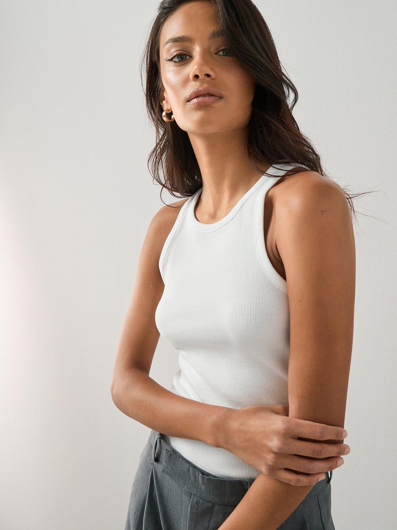 The Very Collection Rib Racer Vest - White