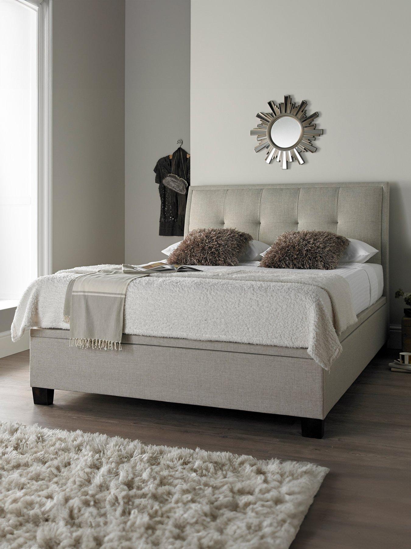 The Very Collection Livingstone Fabric Ottoman Storage Bed Frame with Airsprung Mattress Options (Buy and SAVE!) - Oatmeal