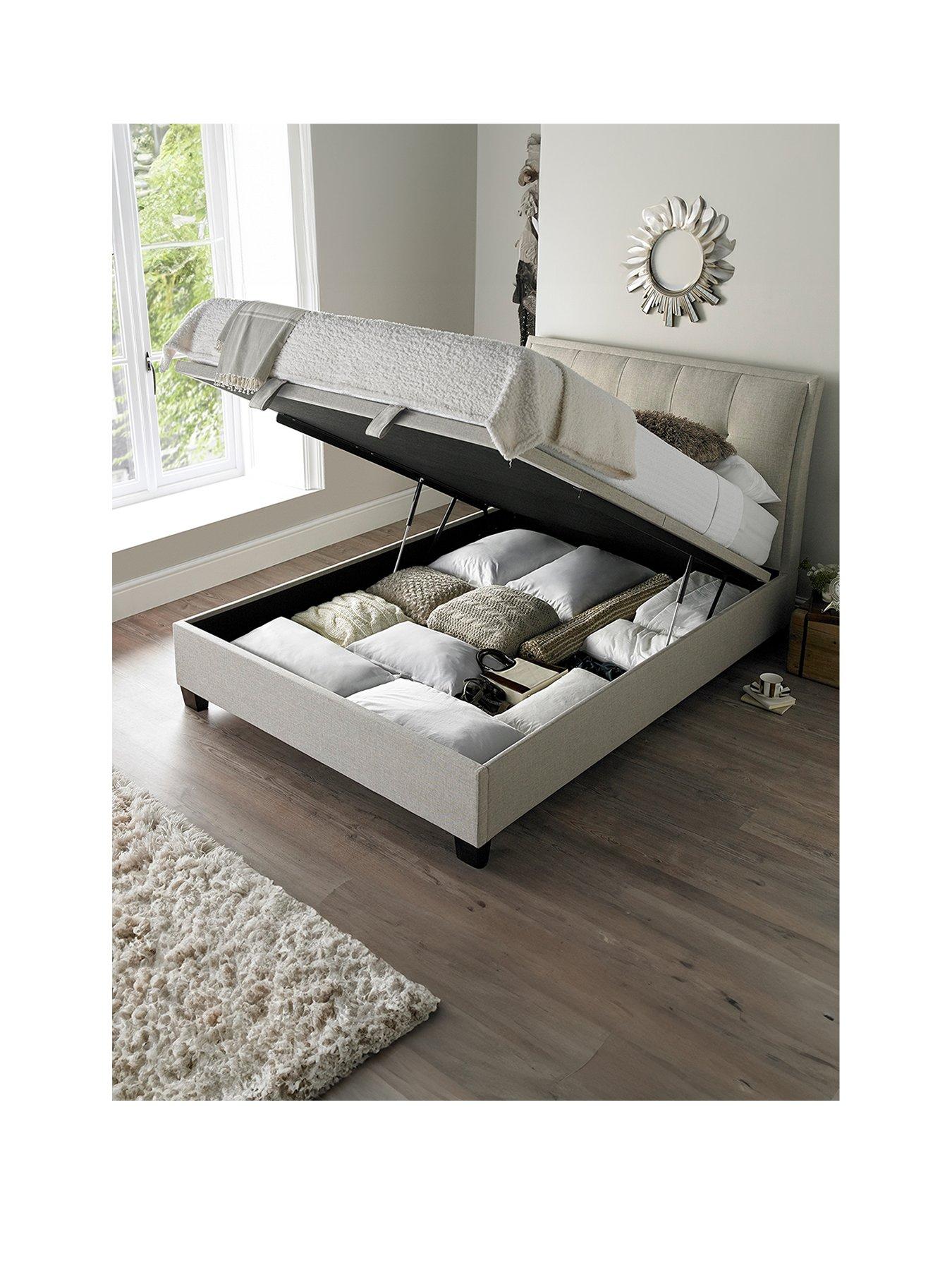 Image 2 of 3 of Very Home Livingstone Fabric Ottoman Storage Bed Frame with Airsprung&nbsp;Mattress Options (Buy and SAVE!)&nbsp;-&nbsp;Oatmeal