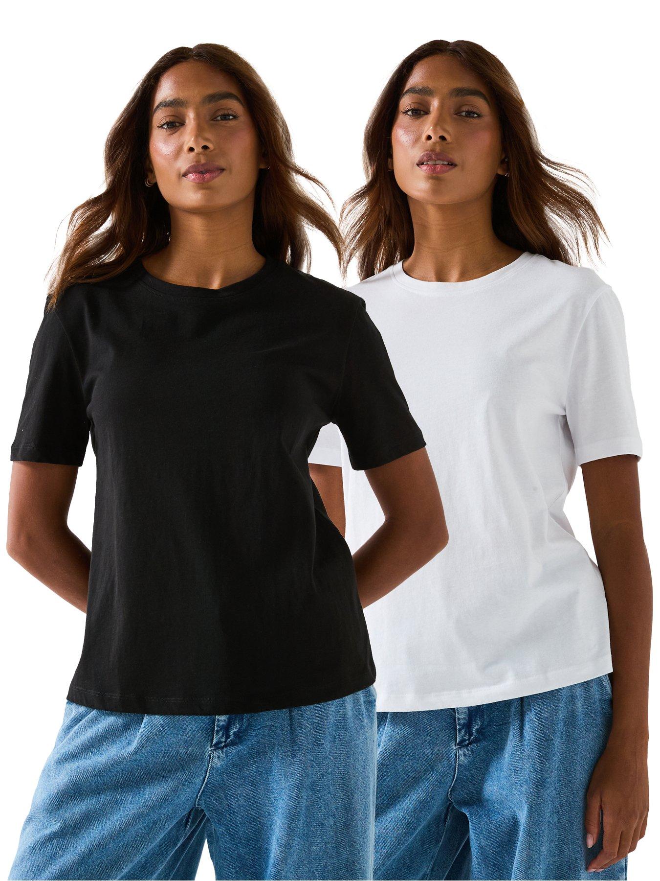 undefined 2 Pack Essential Crew Neck T-Shirts - Black