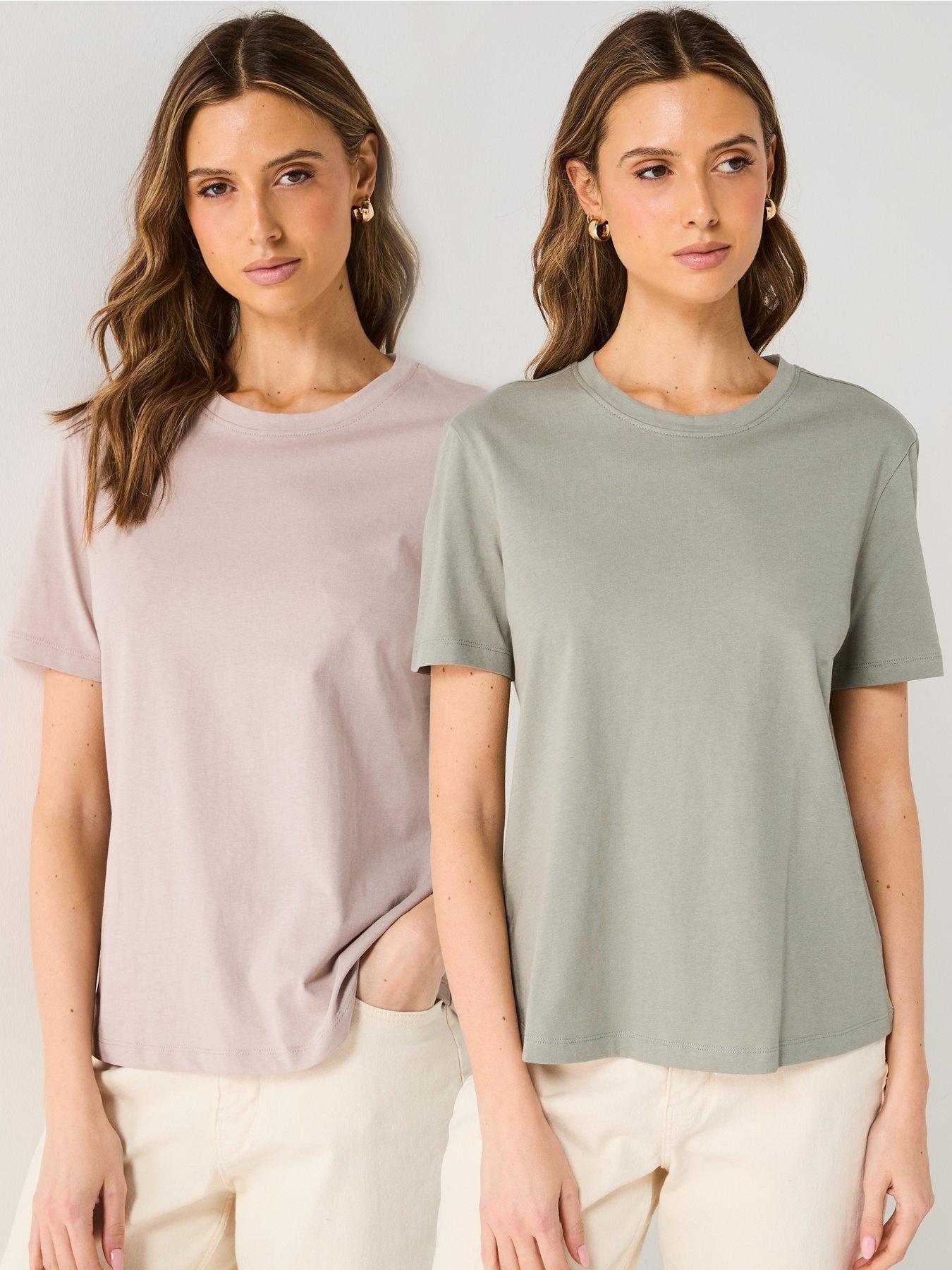 undefined 2 Pack Essential Crew Neck T-Shirt - Green