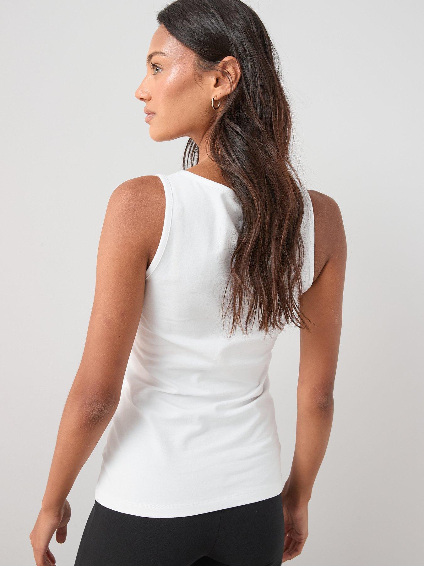 Image 3 of 7 of The Very Collection 2 Pack Essential Scoop Neck Vest - Black/White