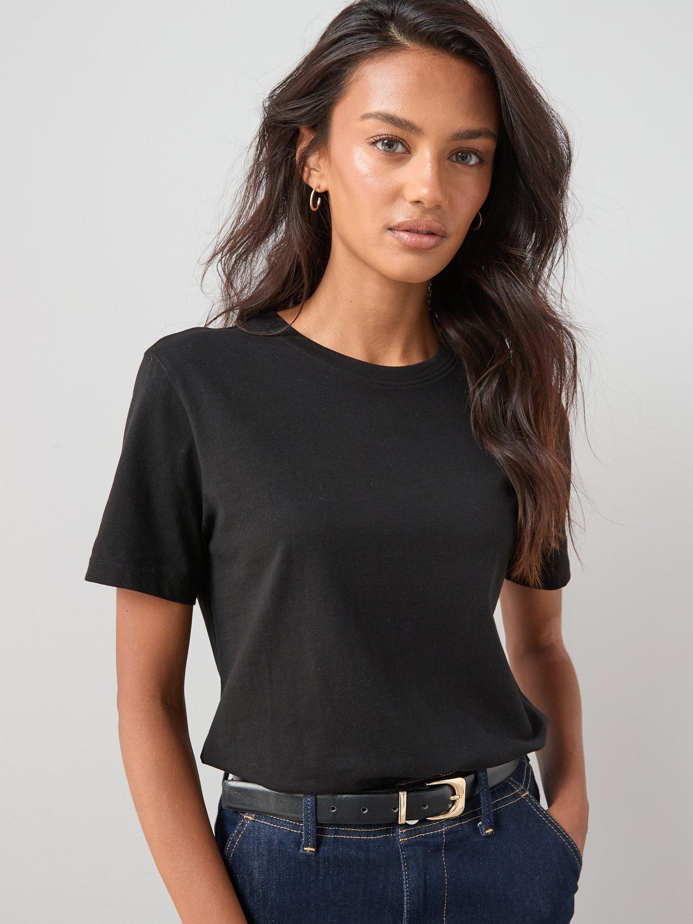 Image 1 of 6 of The Very Collection Essential Crew Neck T-shirt - Black