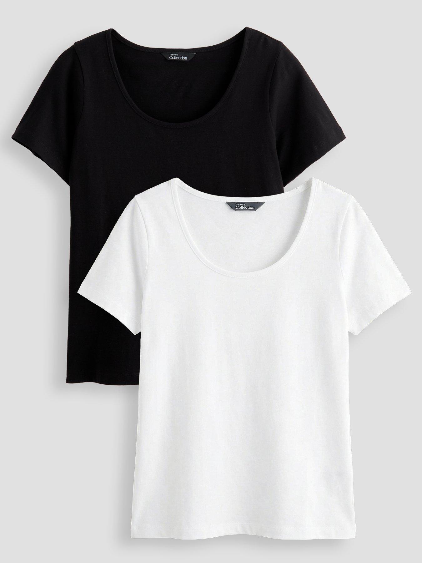 Image 1 of 7 of The Very Collection 2 Pack Essential Scoop Neck T-Shirt - Black