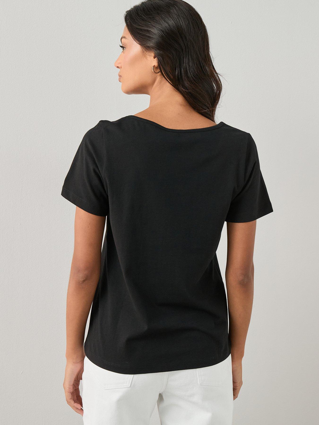 Image 3 of 7 of The Very Collection 2 Pack Essential Scoop Neck T-Shirt - Black