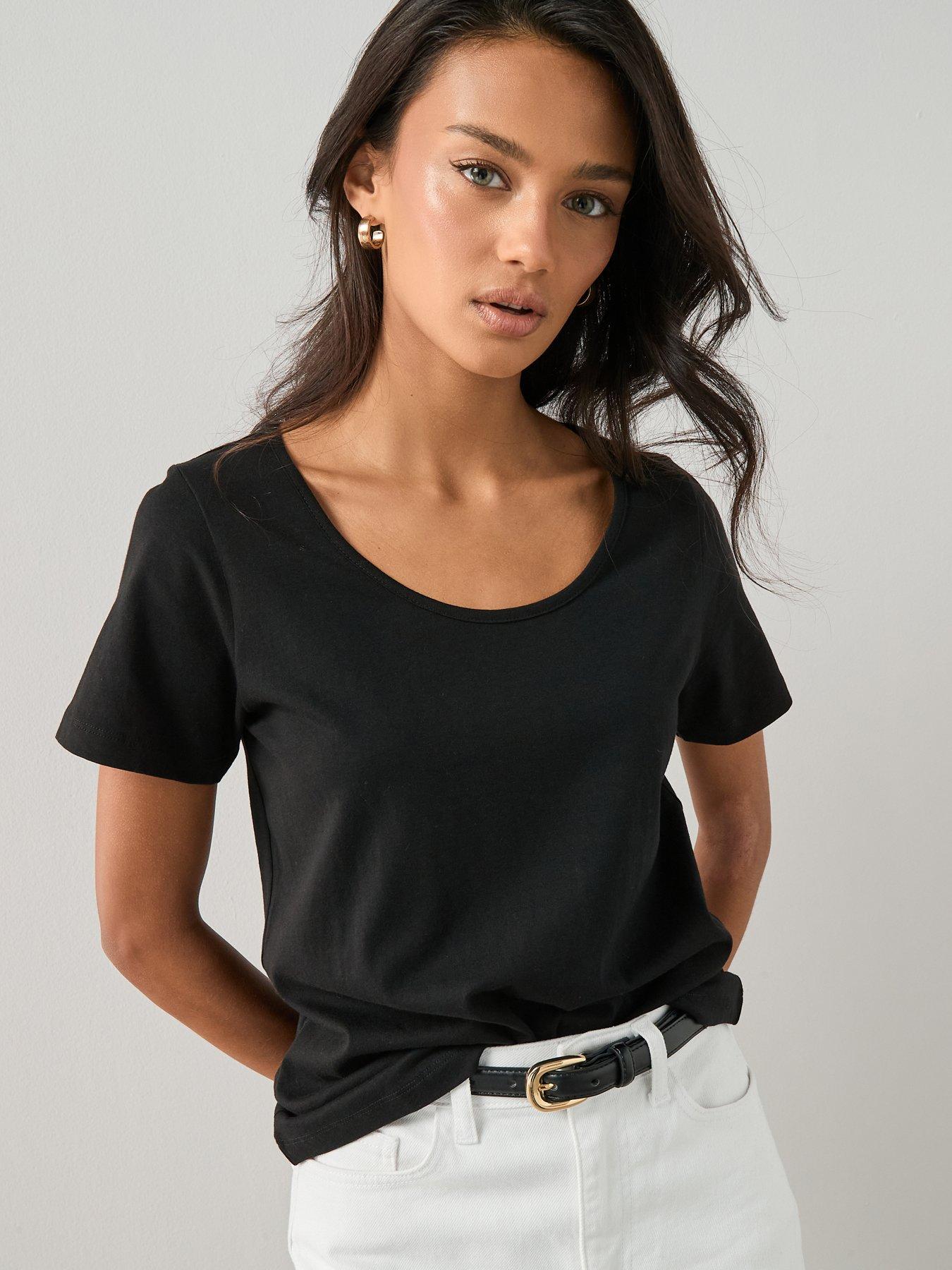 Image 6 of 7 of The Very Collection 2 Pack Essential Scoop Neck T-Shirt - Black