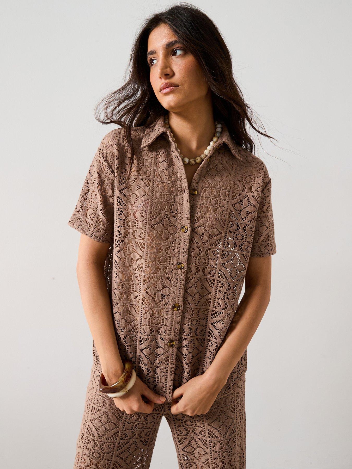 undefined Crochet Lace Co-ord Shirt