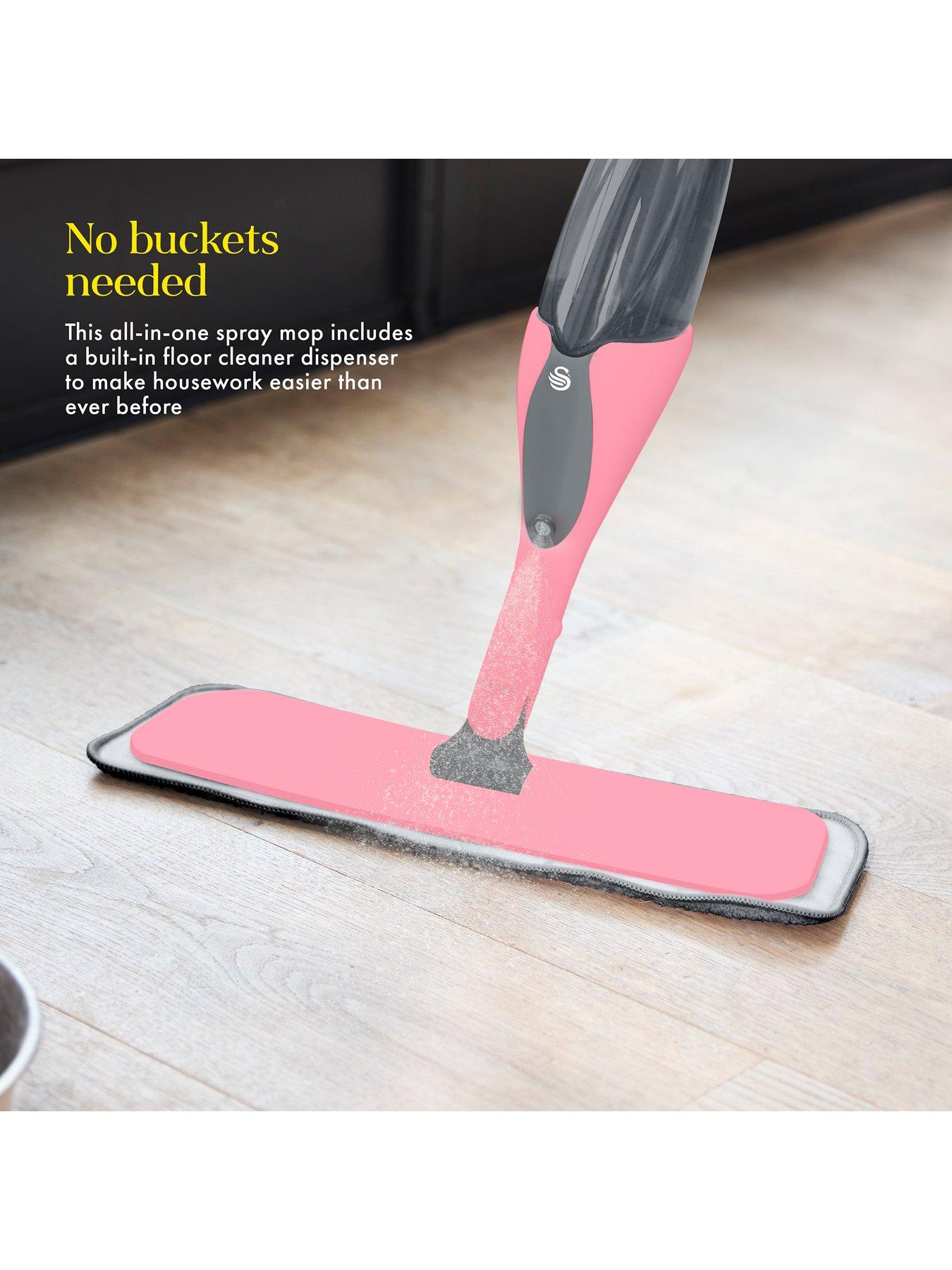 swan-lynsey-queen-of-clean-spray-mop-with-wet-mopping-pad-dry-dusting-pad-soft-abrasive-pad-cleaning-tool-and-500ml-anti-leak-bottleoutfit