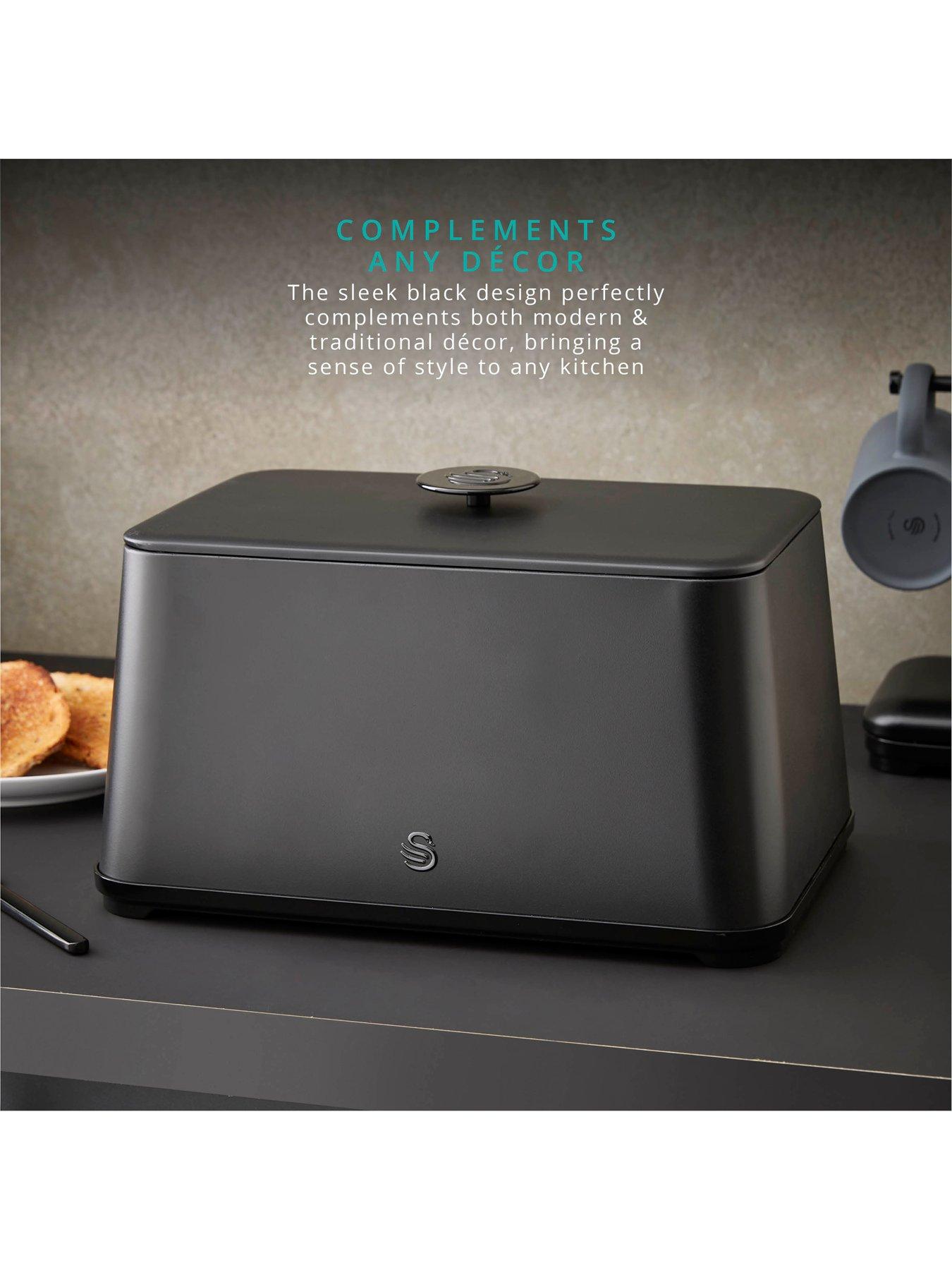 Image 3 of 6 of Swan Stealth Bread Bin, 16L Capacity, Simple Pull Lid, Black