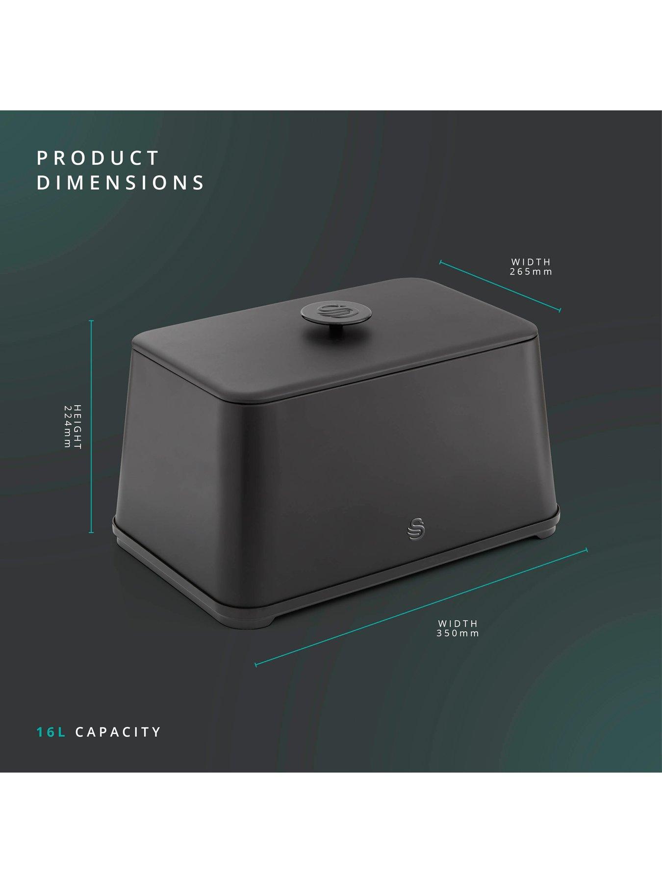 Image 6 of 6 of Swan Stealth Bread Bin, 16L Capacity, Simple Pull Lid, Black