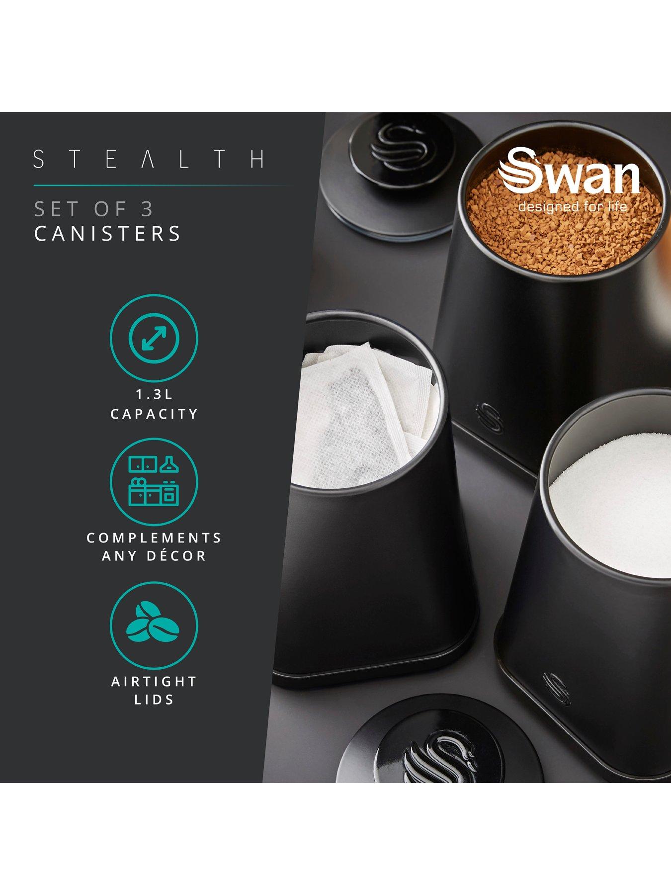 Image 2 of 6 of Swan Stealth&nbsp;Set of 3 Storage Canisters for Coffee/Sugar/Tea