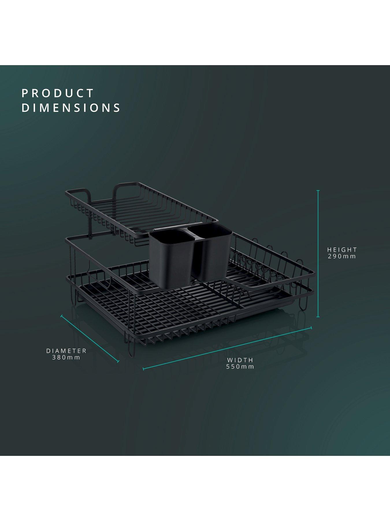 Image 6 of 6 of Swan Stealth 15 Plate Dish Rack, 2 Tier, Matte Black with removeable Drip Tray and Cutlery Basket