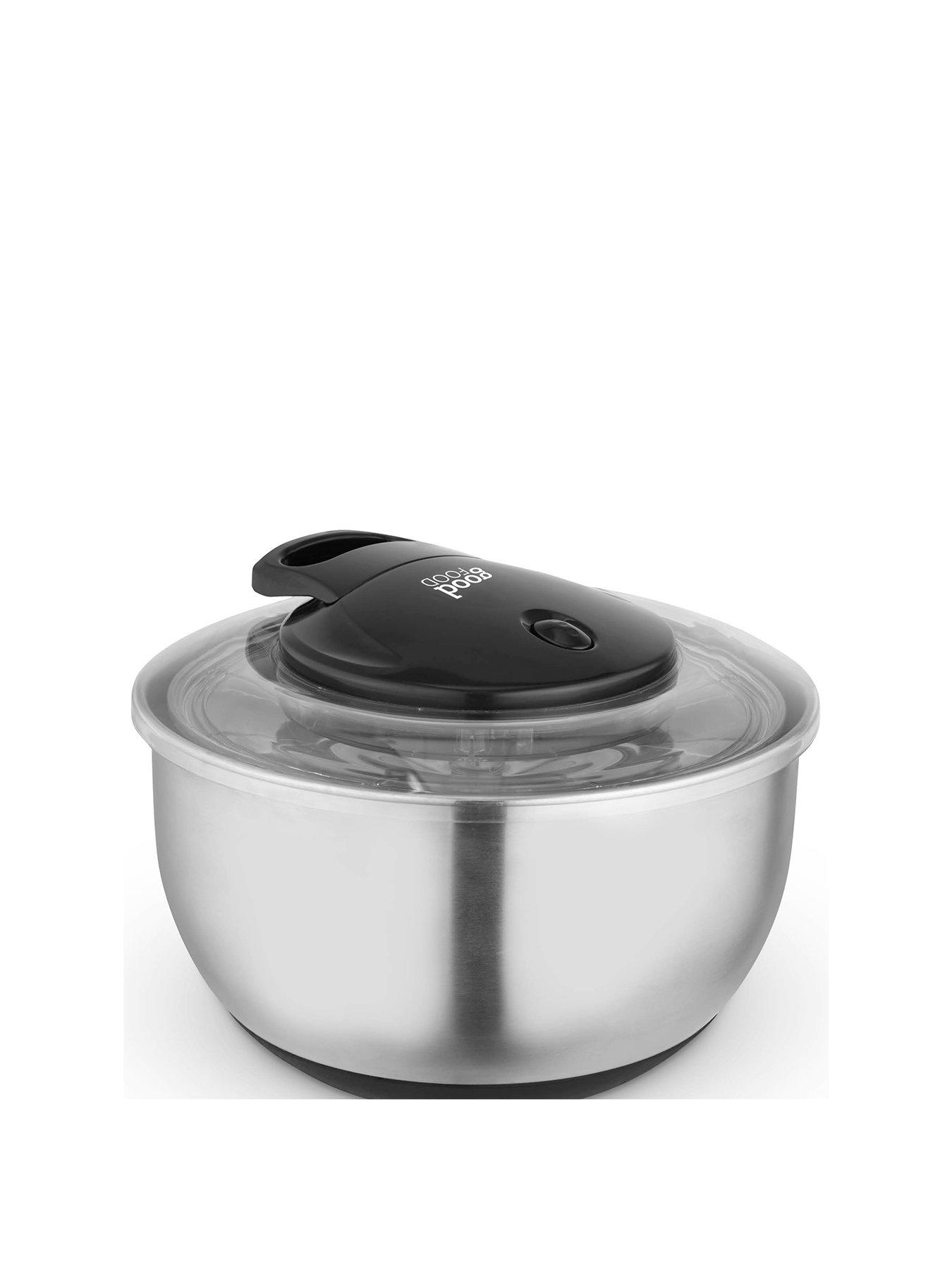 Image of Good Food by Tower Salad Spinner with Removable Basket, Easy Pull Cord, Stop Button and Non-Slip Base, 5 Litre, Stainless Steel