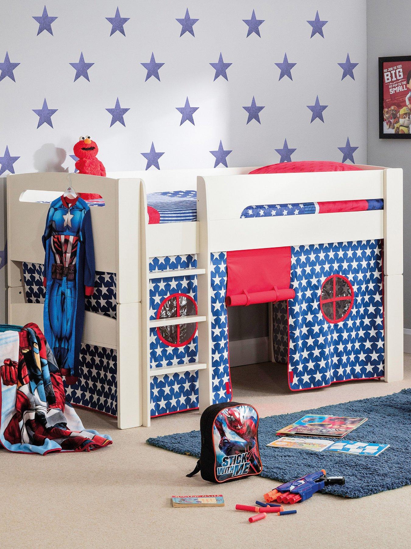 Image of Julian Bowen Nova White Midsleeper Bed with Blue Star Tent