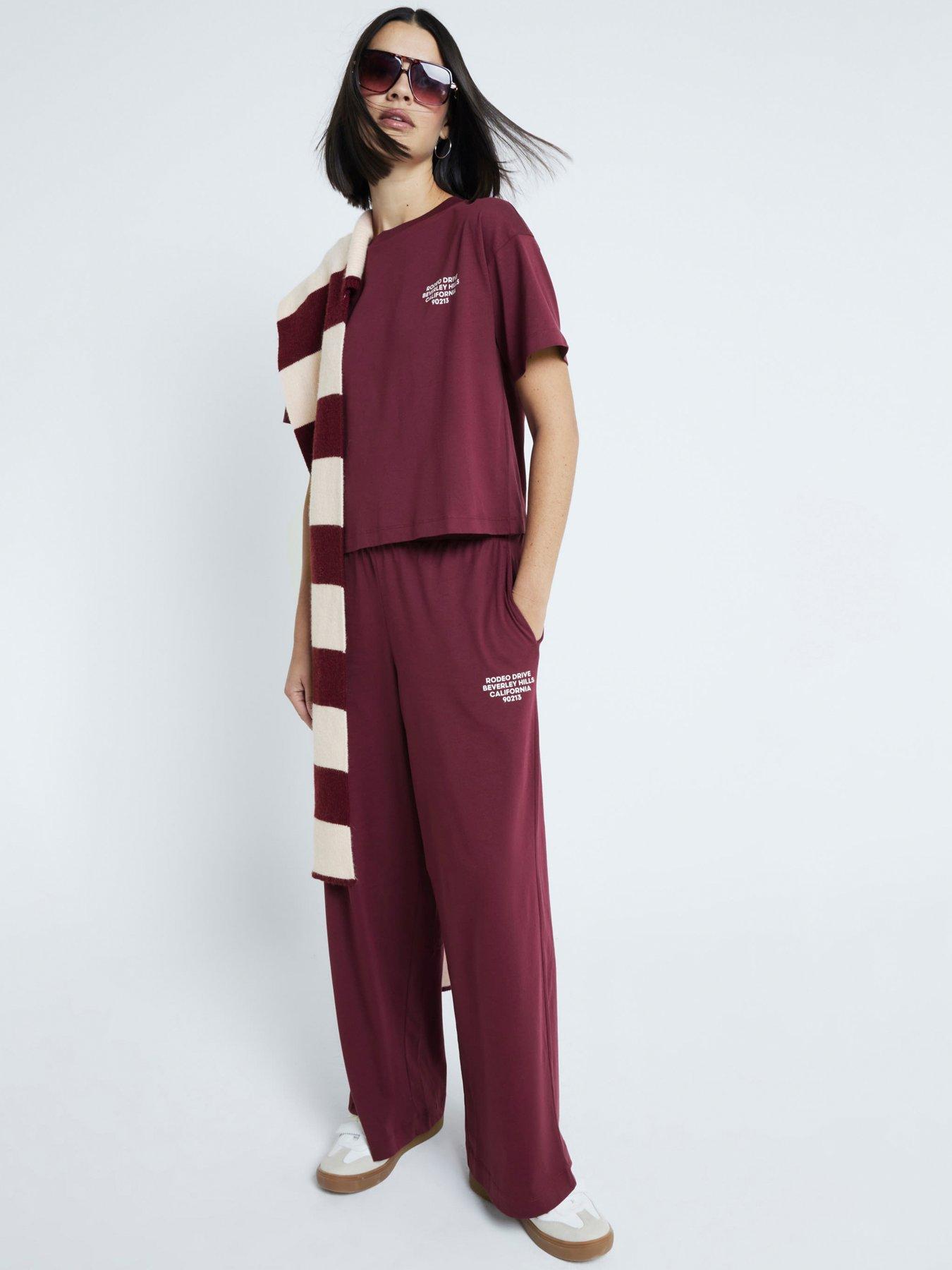 river-island-tee-and-trouser-set-dark-red