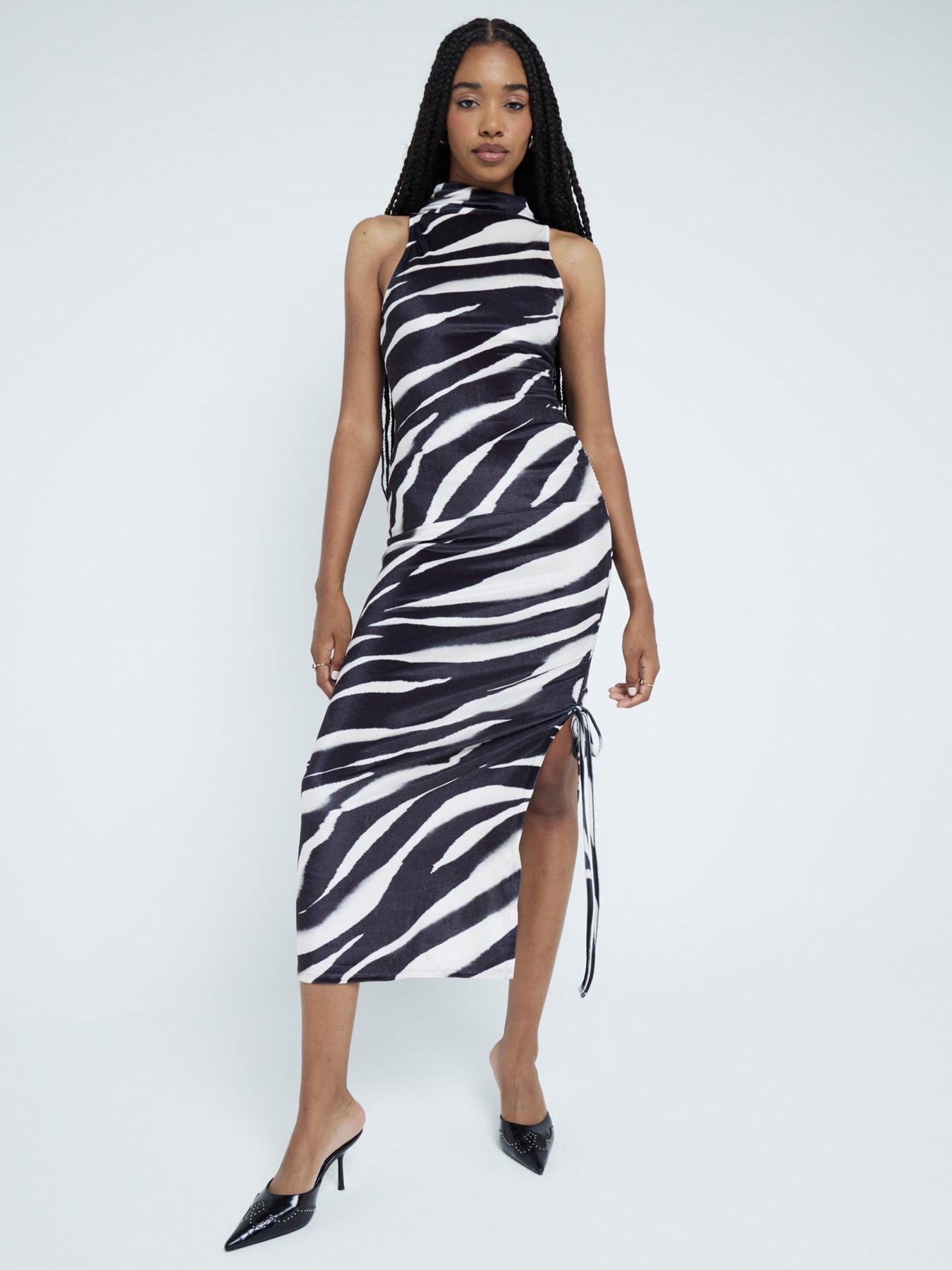 river-island-zebra-velvet-ruched-midi-dress-black