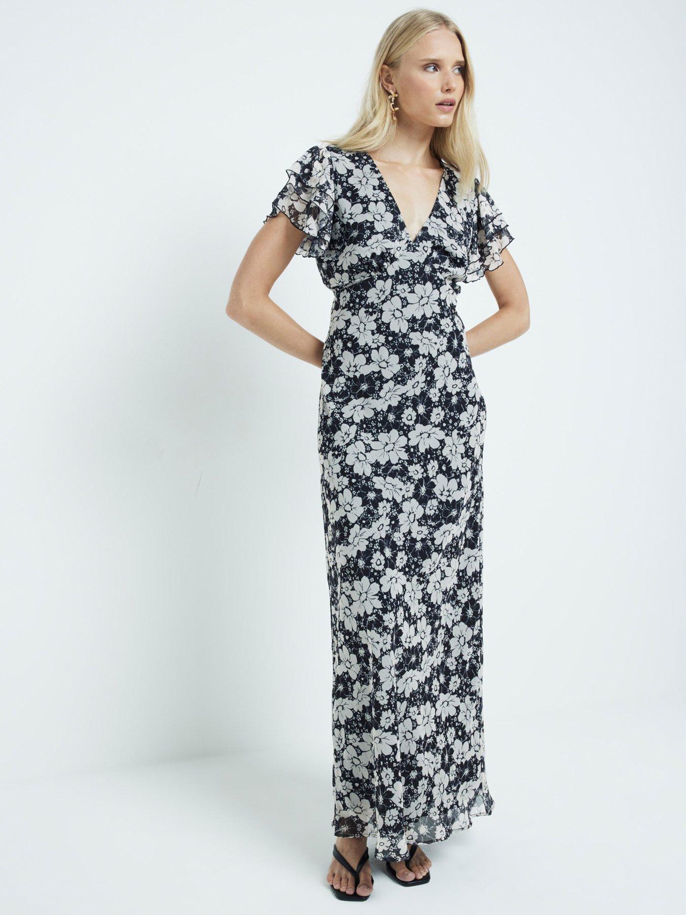 river-island-flutter-sleeve-floral-print-maxi-dress-blackfront