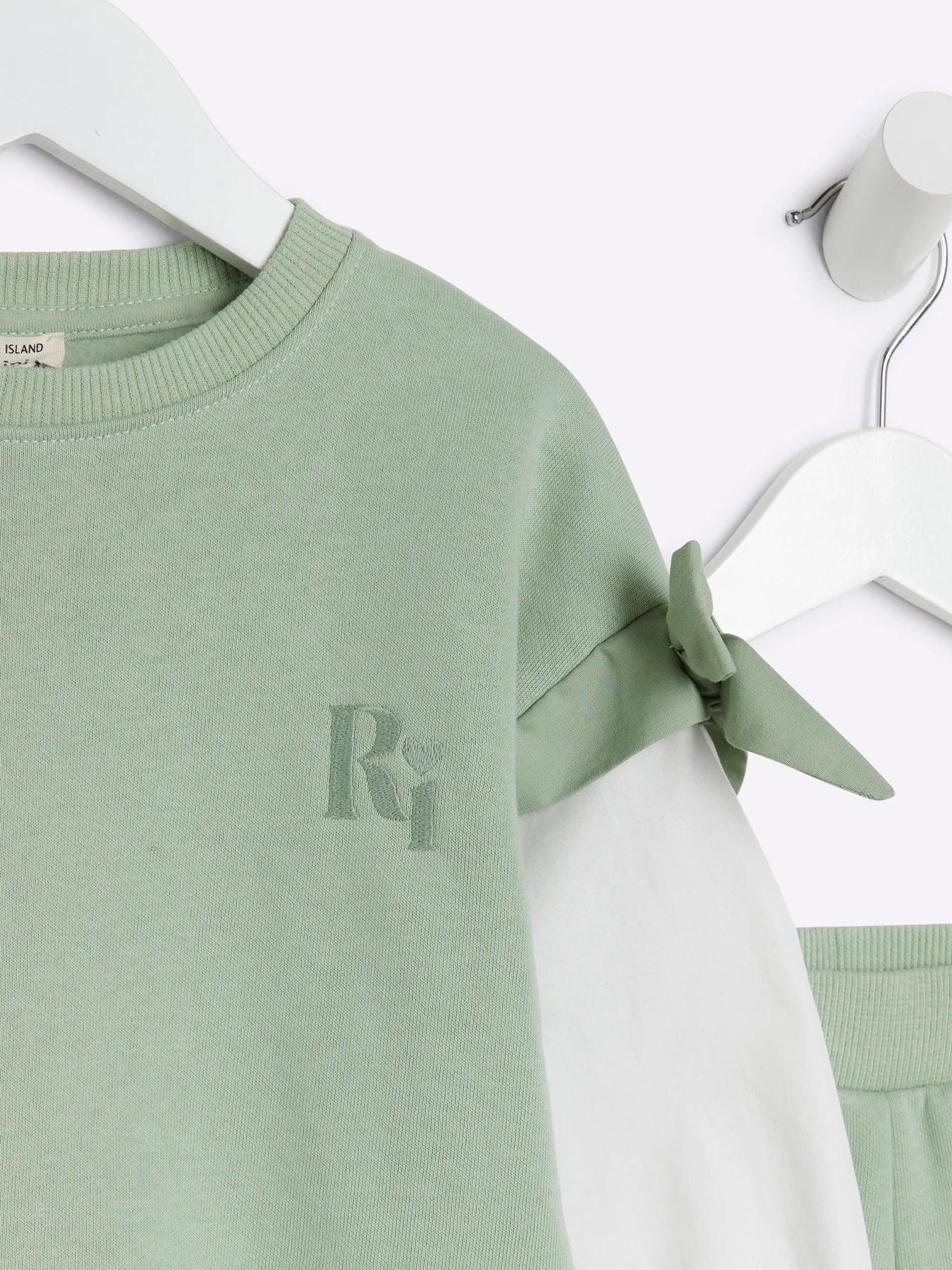 river-island-mini-mini-girl-bow-hybrid-sweatshirt-set-khakioutfit