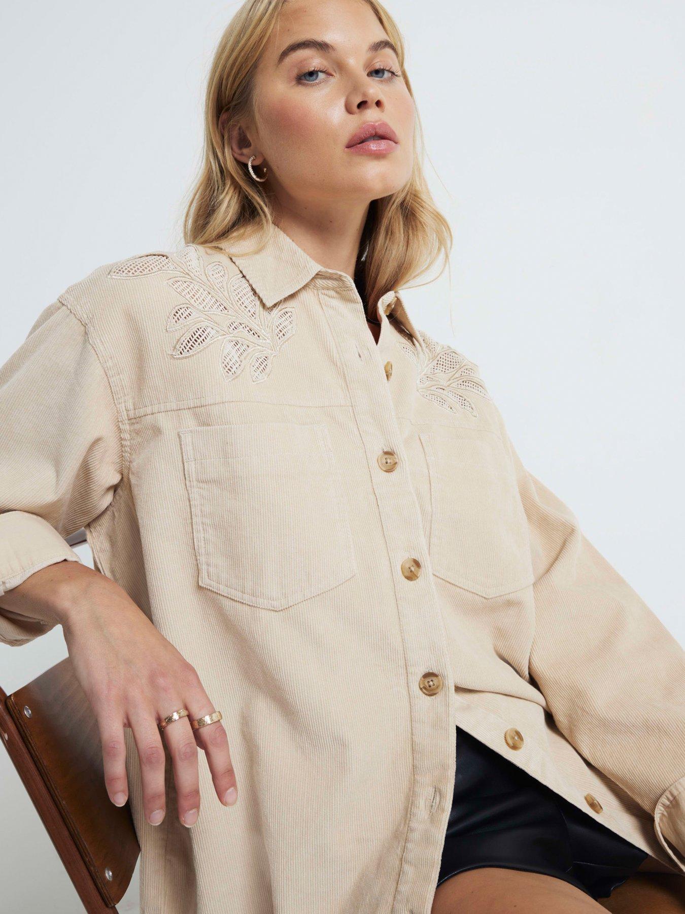 river-island-cutwork-cord-shirt-beigeoutfit