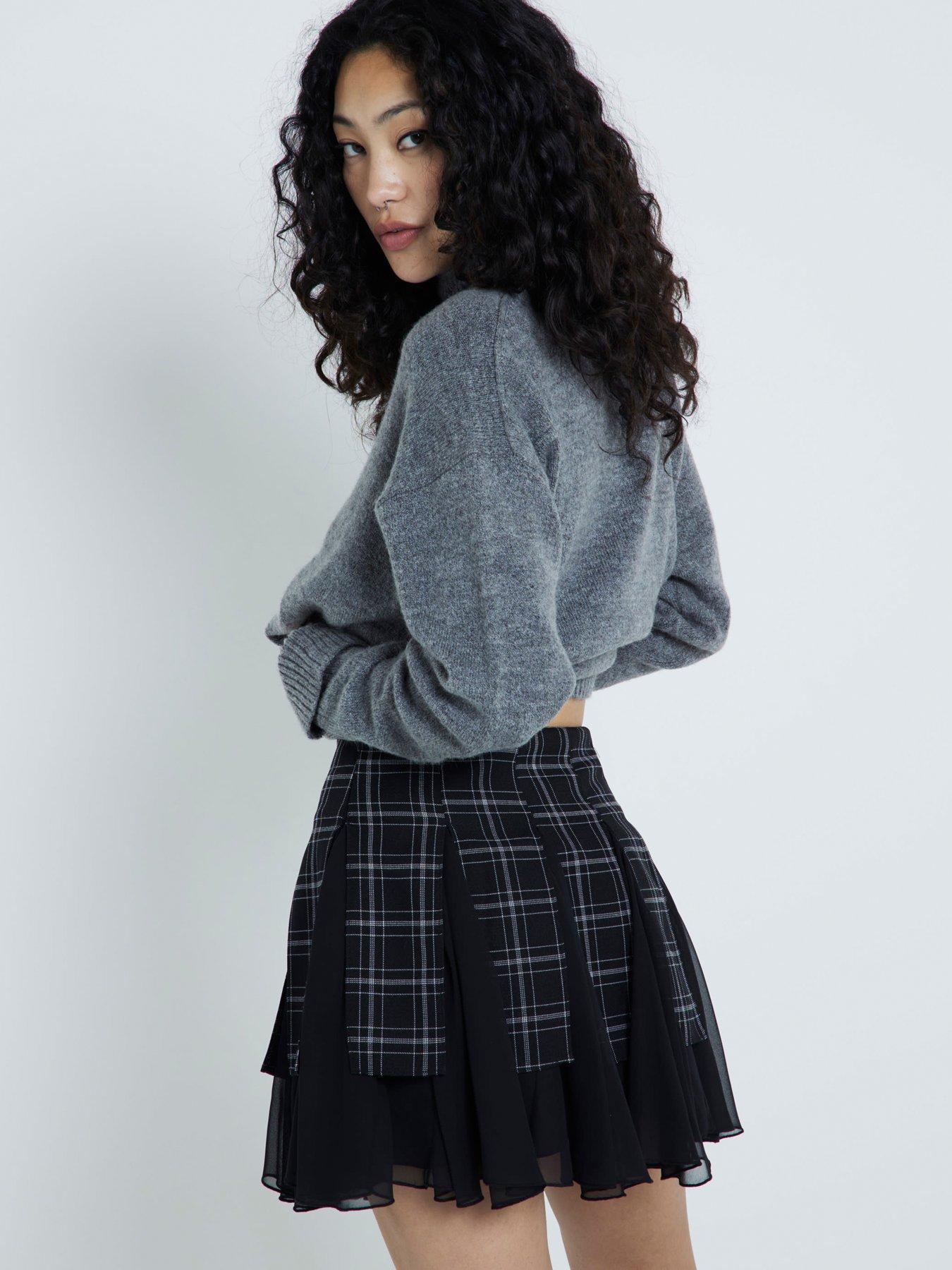 river-island-check-chiffon-streamer-skirt-blackstillFront