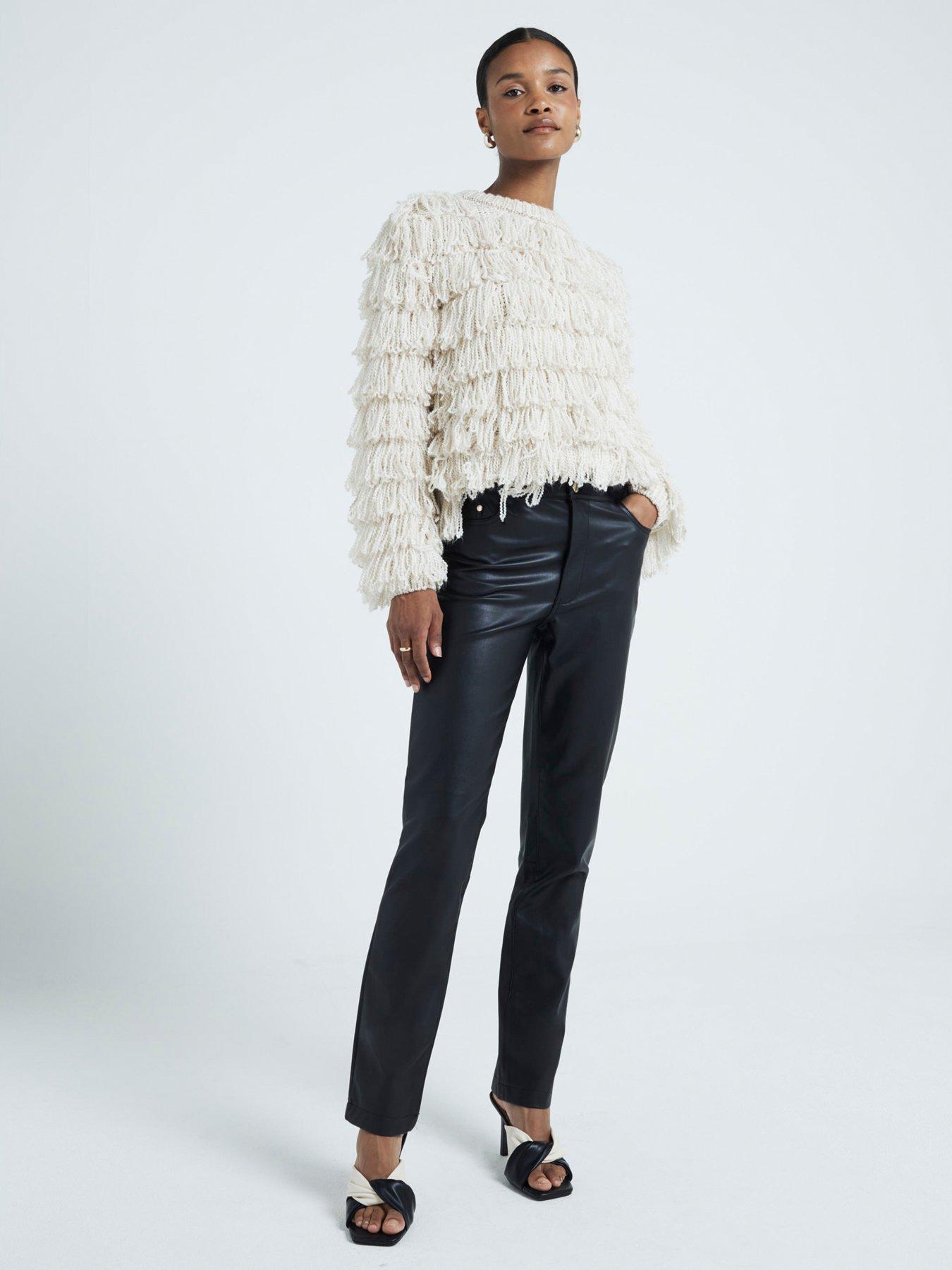 Image of River Island PU Straight Leg Fitted Trouser - Black
