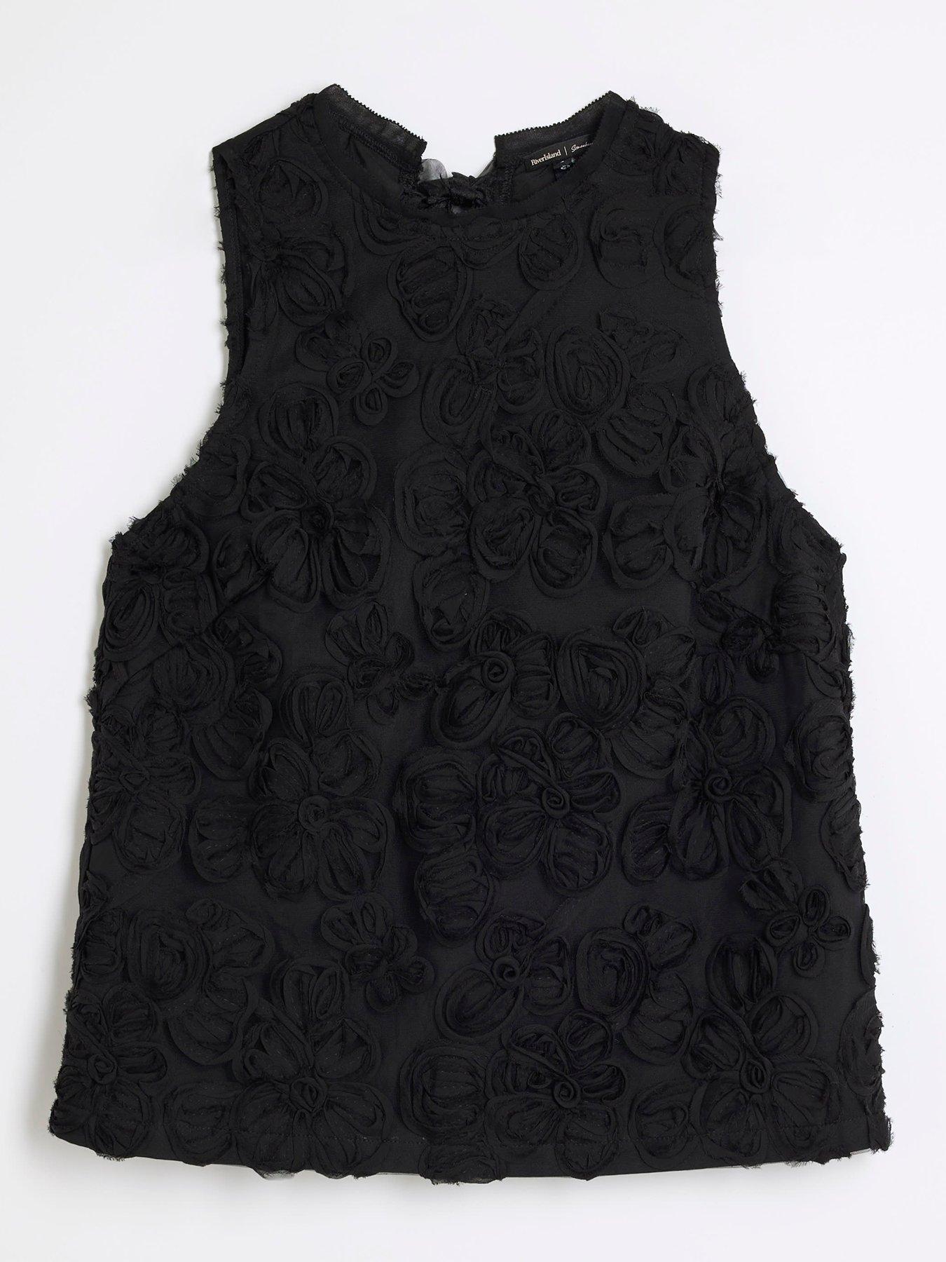 river-island-3d-floral-bow-detail-shell-top-blackoutfit