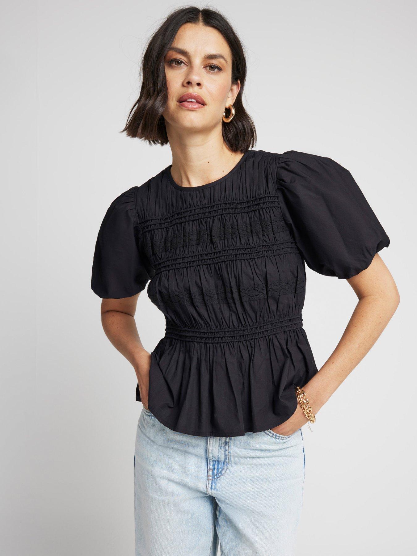 river-island-ruched-blouse-black