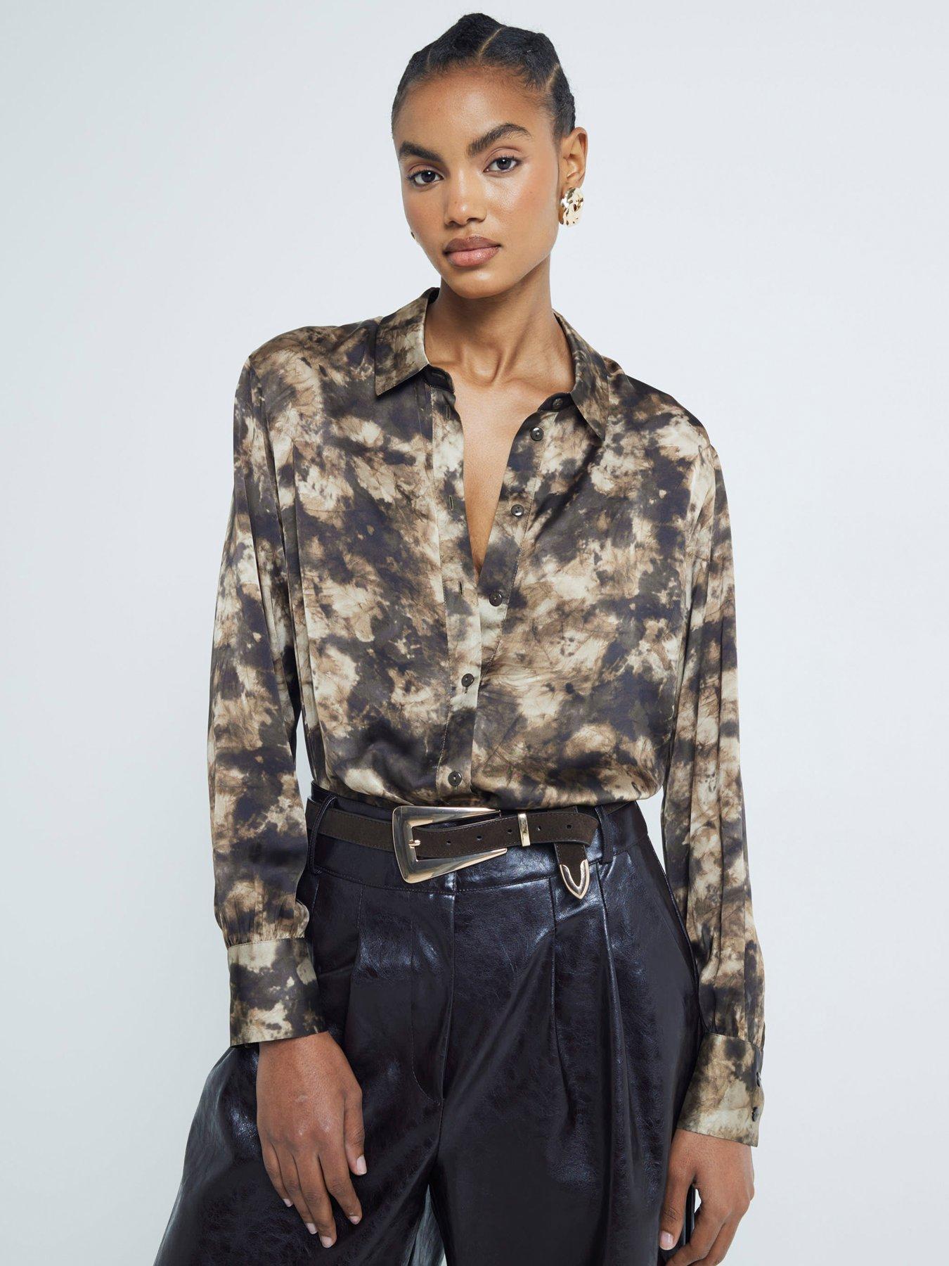 river-island-satin-printed-longline-shirt-brown