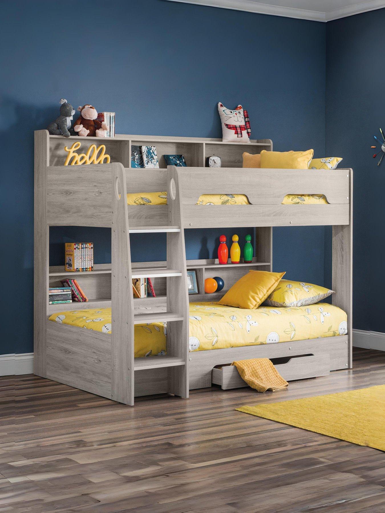 Image 1 of 7 of Julian Bowen Riley Bunk Bed with Spring Mattresses&nbsp;Option - Grey&nbsp;Oak
